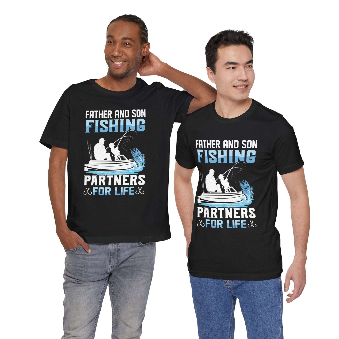 Father and Son Fishing Partners Short Sleeve Tee - Unisex Jersey T-Shirt