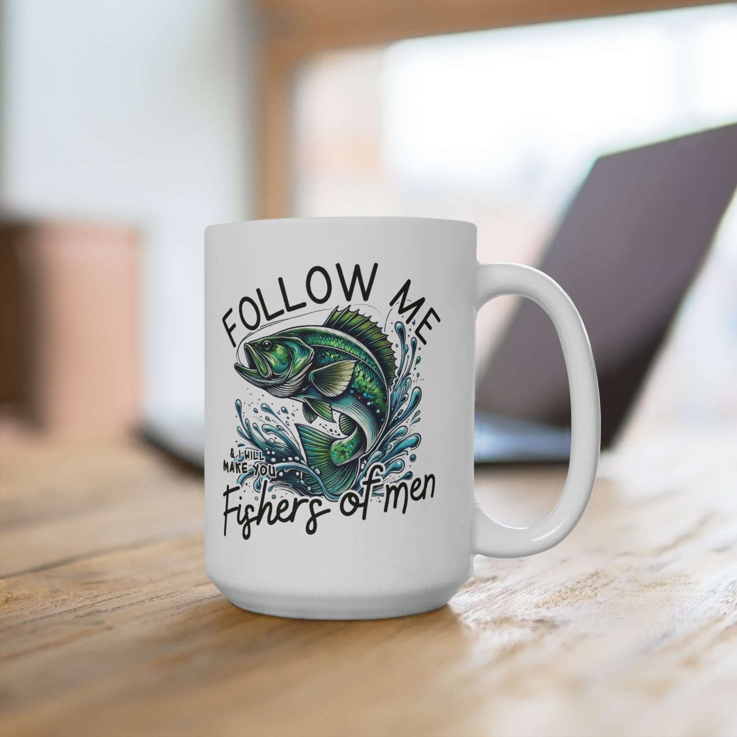 Follow Me Fishing Mug 15oz - Perfect Gift for Anglers and Fishing Enthusiasts
