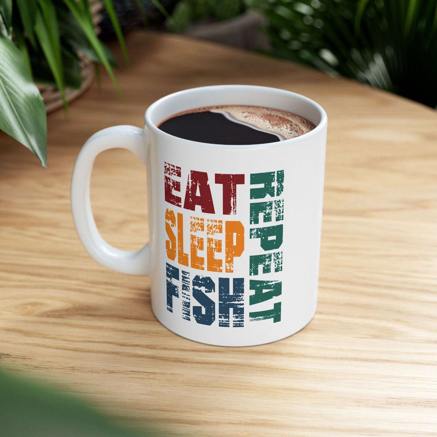 Coffee Lover's Ceramic Mug - "Eat, Sleep, Repeat" - Perfect for Home and Office
