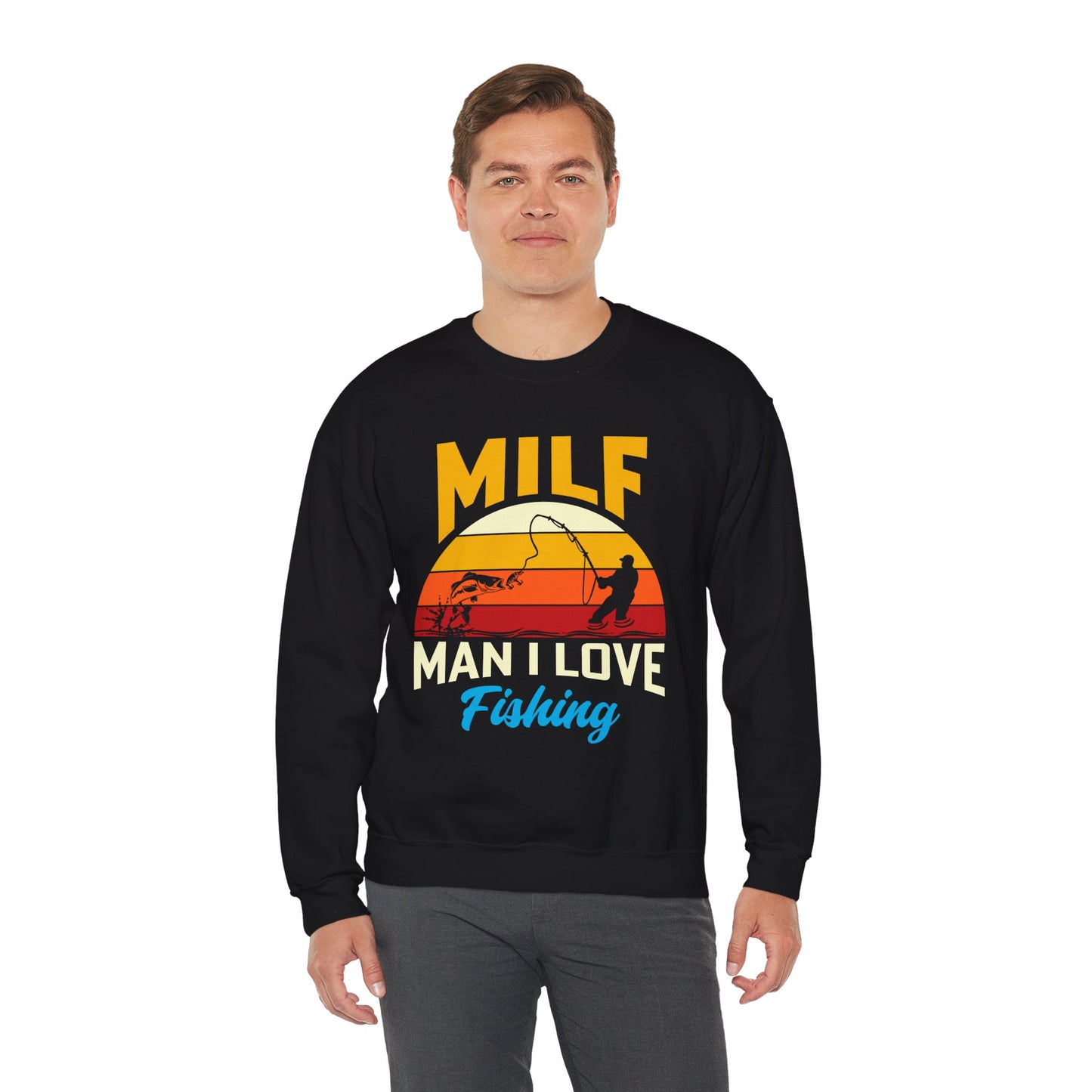 MILF Man I Love Fishing Crewneck Sweatshirt - Unisex Vintage Fishing Apparel