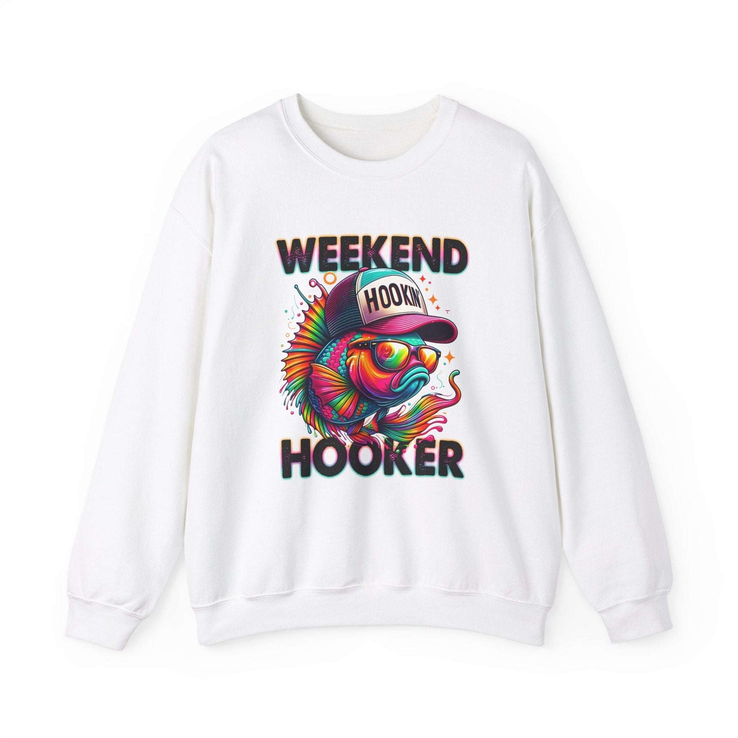 Weekend Hooker Graphic Crewneck Sweatshirt | Fun Unisex Sweatshirt for Fishing Enthusiasts