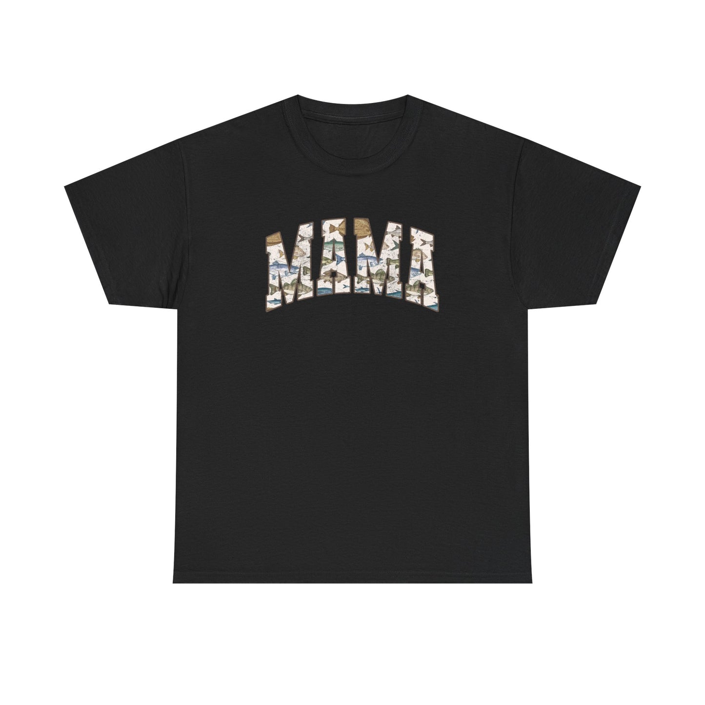 MAMA Fishing Distressed Design - Cool Unisex Heavy Cotton Tee with Casual Comfort for Every Occasion