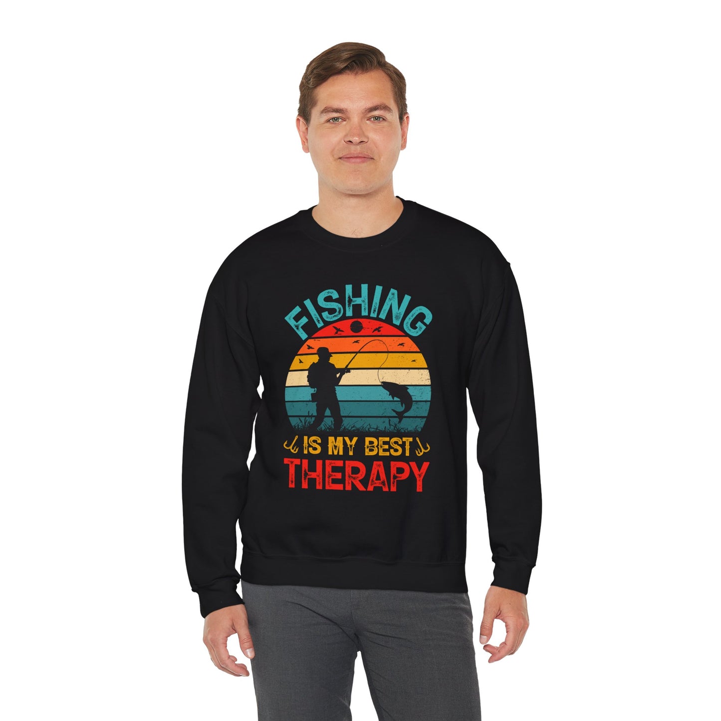 Fishing Is My Best Therapy Crewneck Sweatshirt - Unisex Heavy Blend™