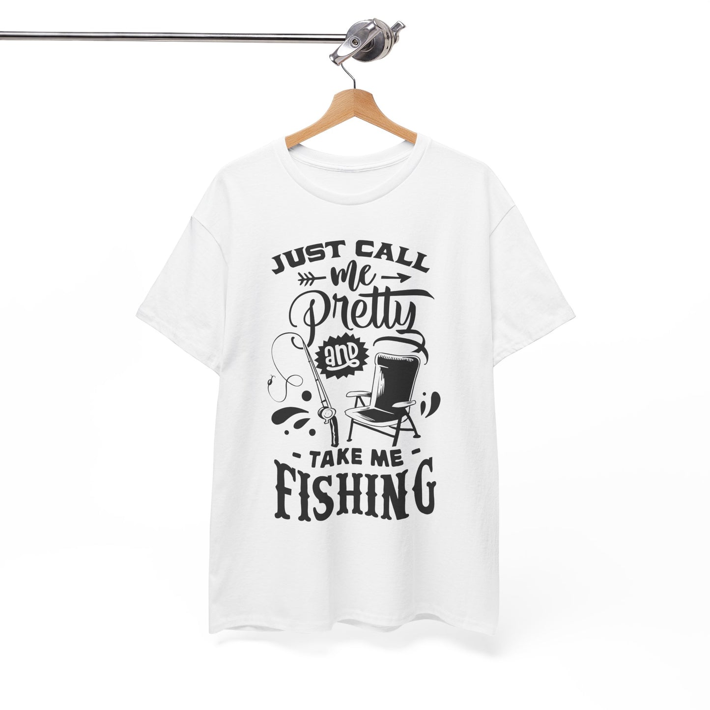 Just Call Me Pretty Fishing Tee - Unisex Heavy Cotton Shirt for Outdoor Enthusiasts