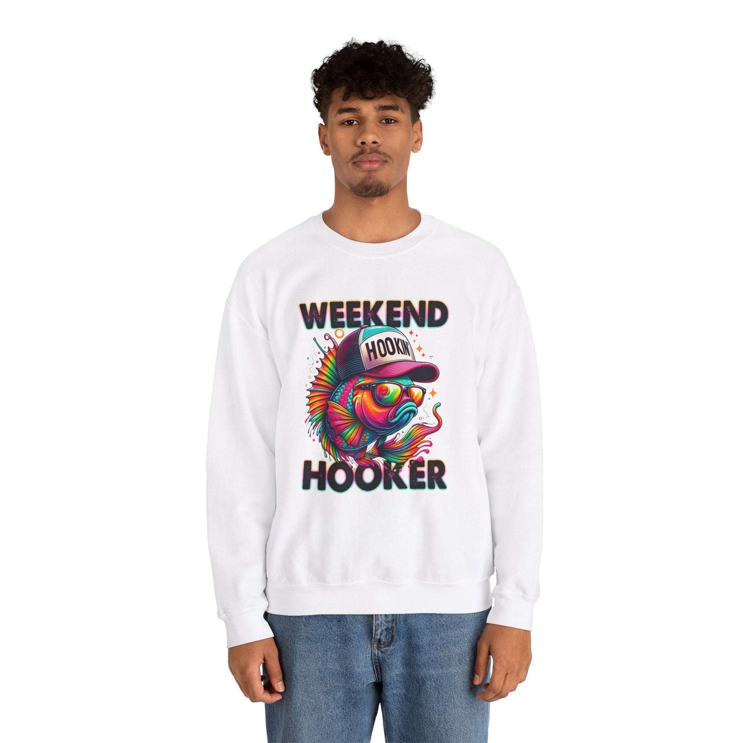 Weekend Hooker Graphic Crewneck Sweatshirt | Fun Unisex Sweatshirt for Fishing Enthusiasts