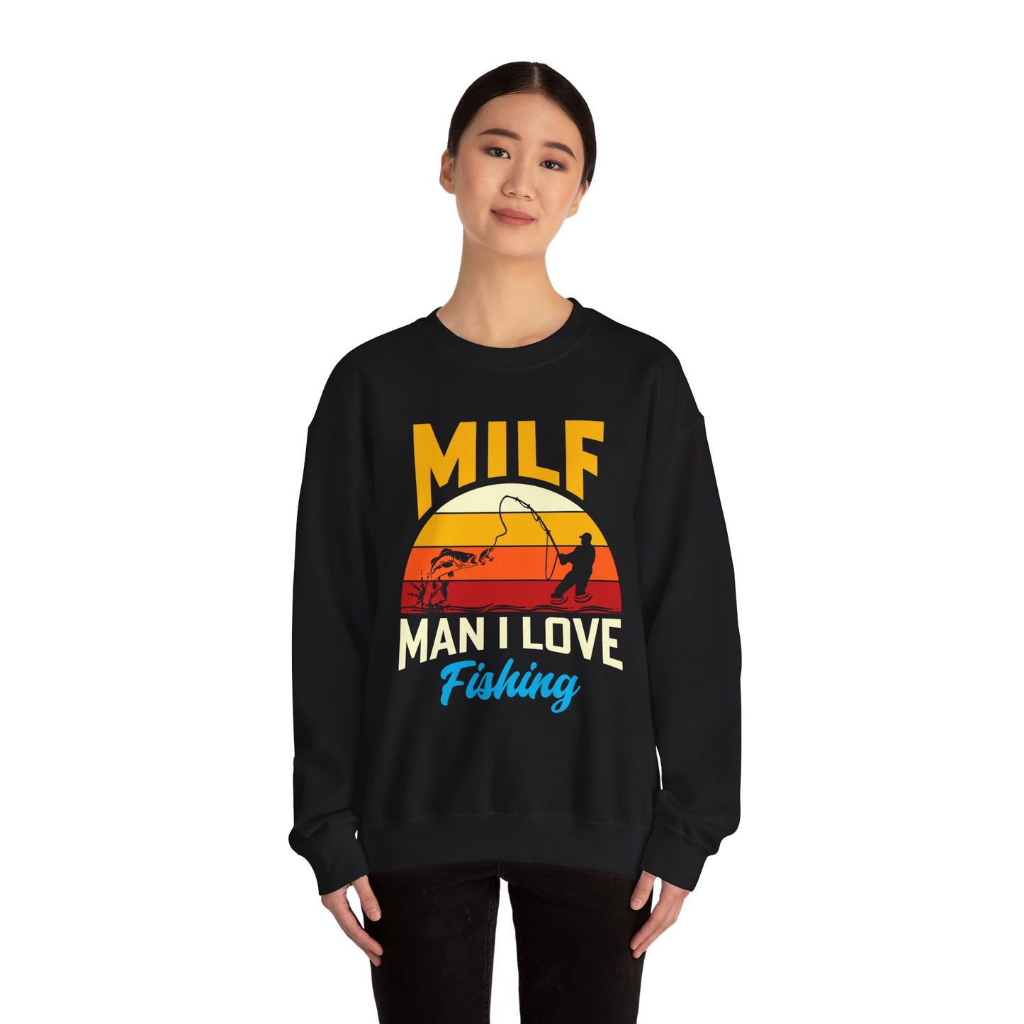 MILF Man I Love Fishing Crewneck Sweatshirt - Unisex Vintage Fishing Apparel