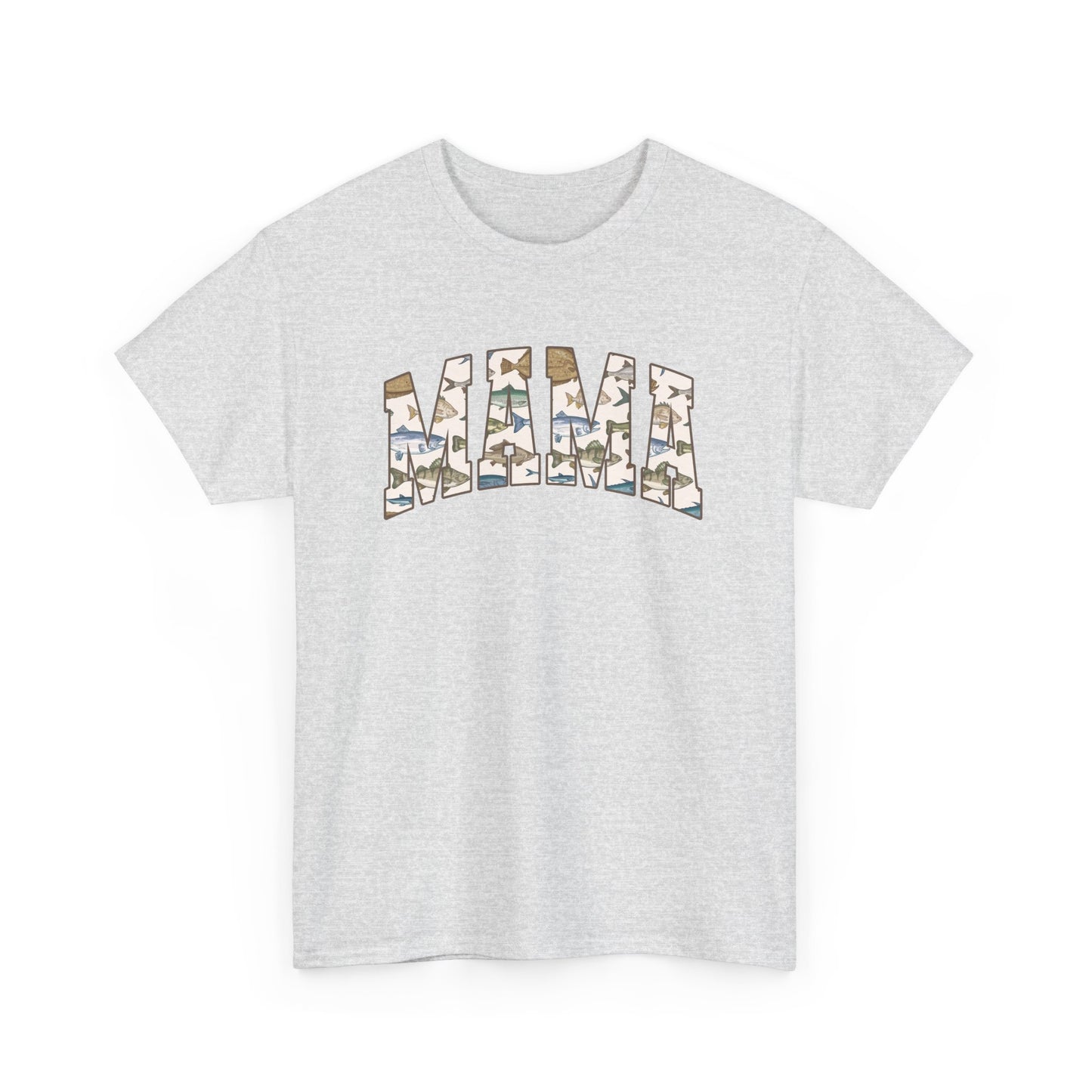 MAMA Fishing Design - Perfect for Everyday Wear & Gifts - Casual Unisex Heavy Cotton Tee with Camo
