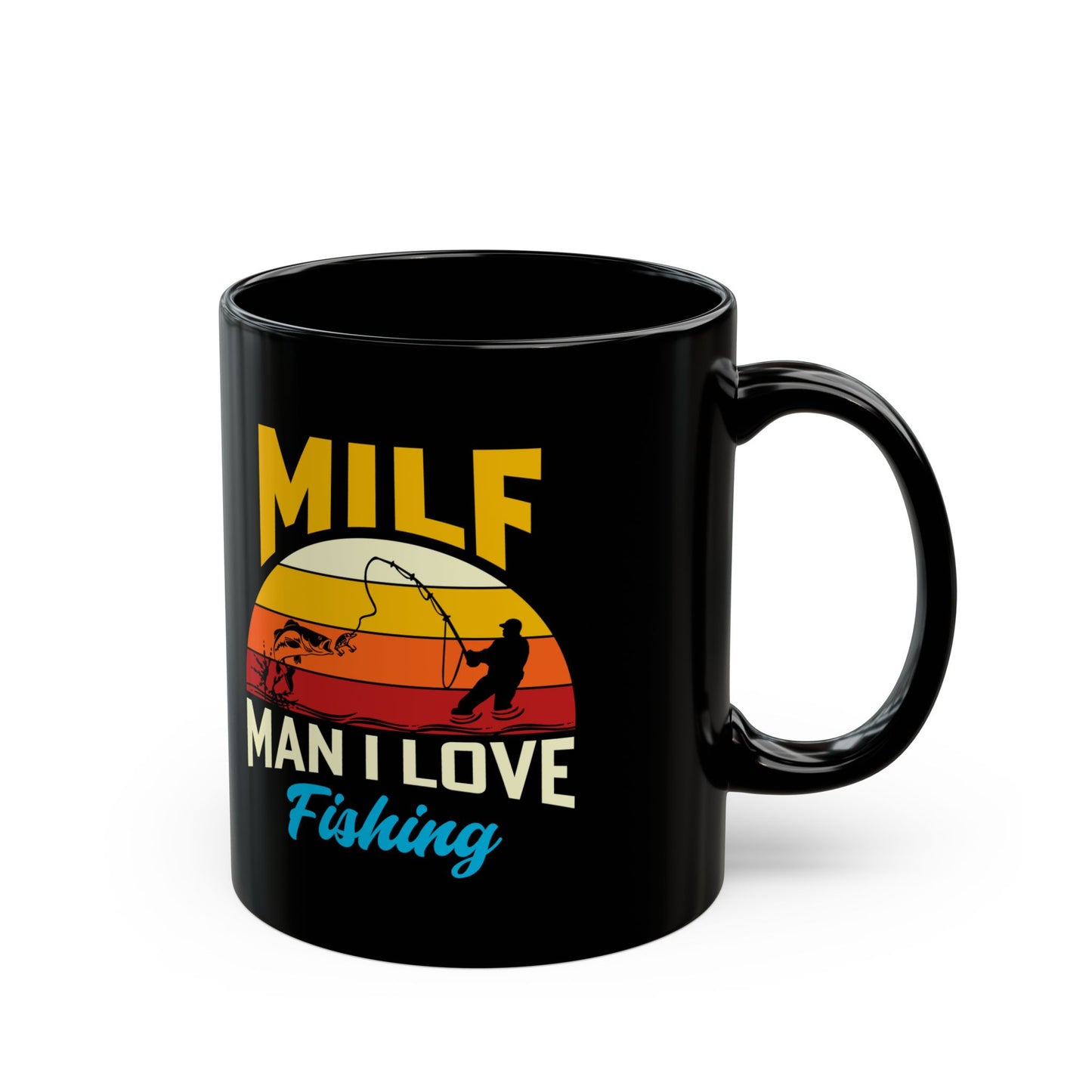 Funny Fishing Black Mug - MILF: Man I Love Fishing - Perfect Gift for Anglers