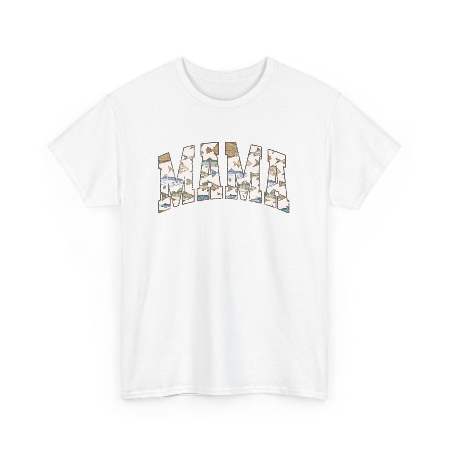 MAMA Fishing Distressed Design - Cool Unisex Heavy Cotton Tee with Casual Comfort for Every Occasion
