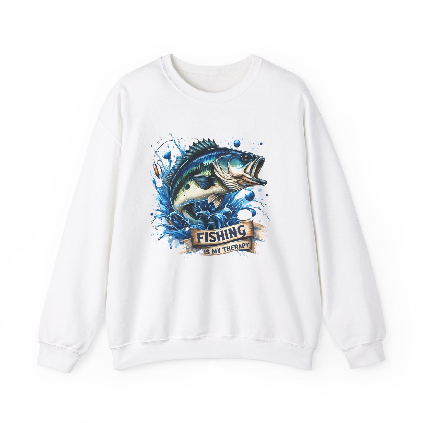 Fishing Therapy Crewneck Sweatshirt - Perfect for Anglers & Fish Lovers