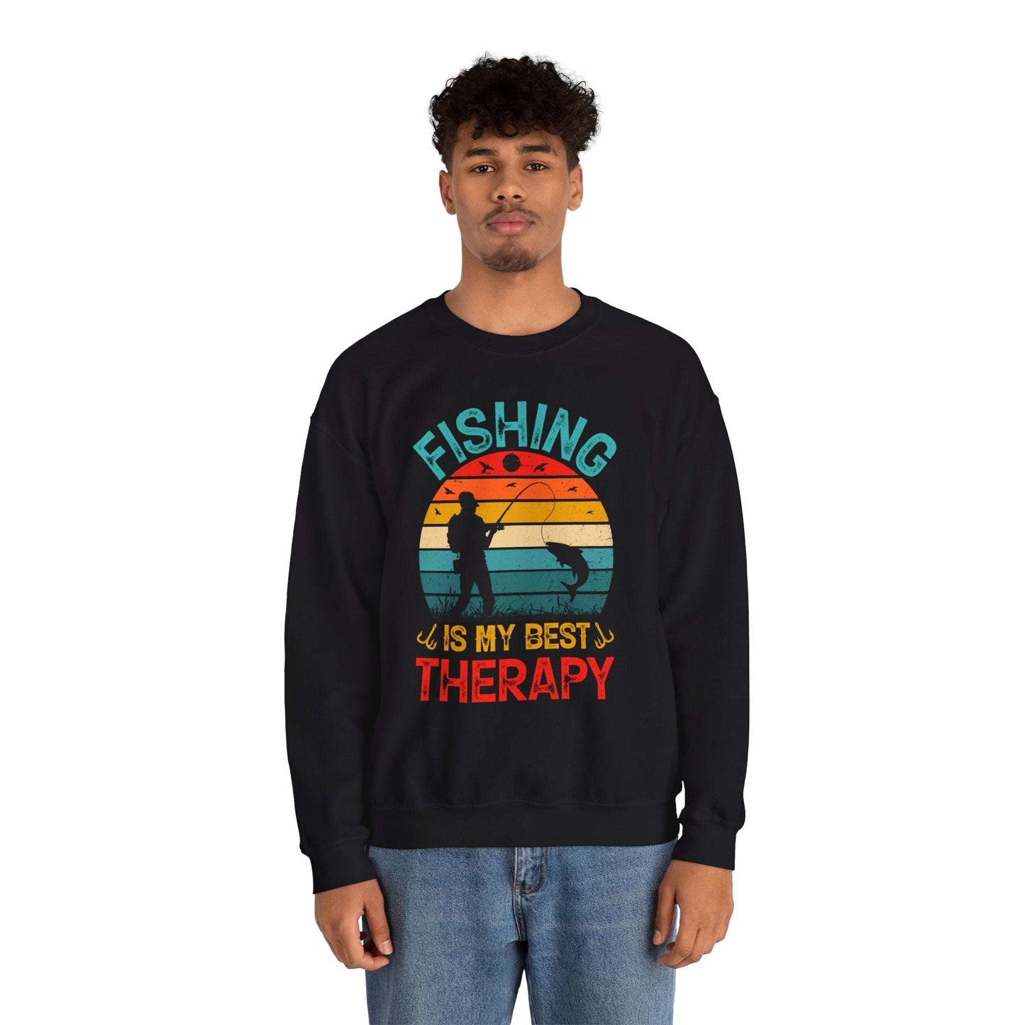 Fishing Is My Best Therapy Crewneck Sweatshirt - Unisex Heavy Blend™