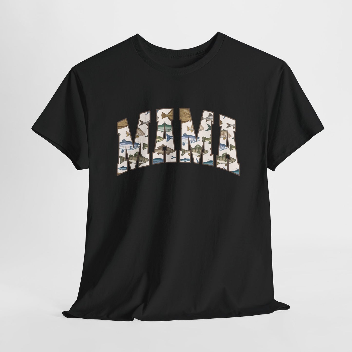 MAMA Fishing Design - Perfect for Everyday Wear & Gifts - Casual Unisex Heavy Cotton Tee with Camo