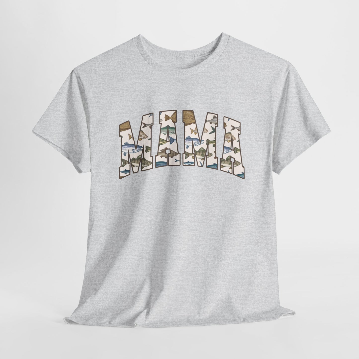 MAMA Fishing Design - Perfect for Everyday Wear & Gifts - Casual Unisex Heavy Cotton Tee with Camo