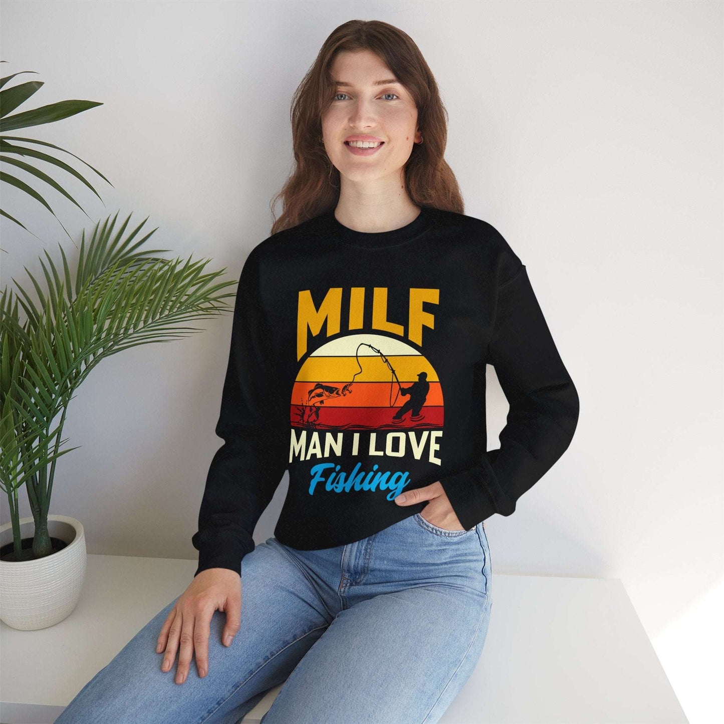 MILF Man I Love Fishing Crewneck Sweatshirt - Unisex Vintage Fishing Apparel