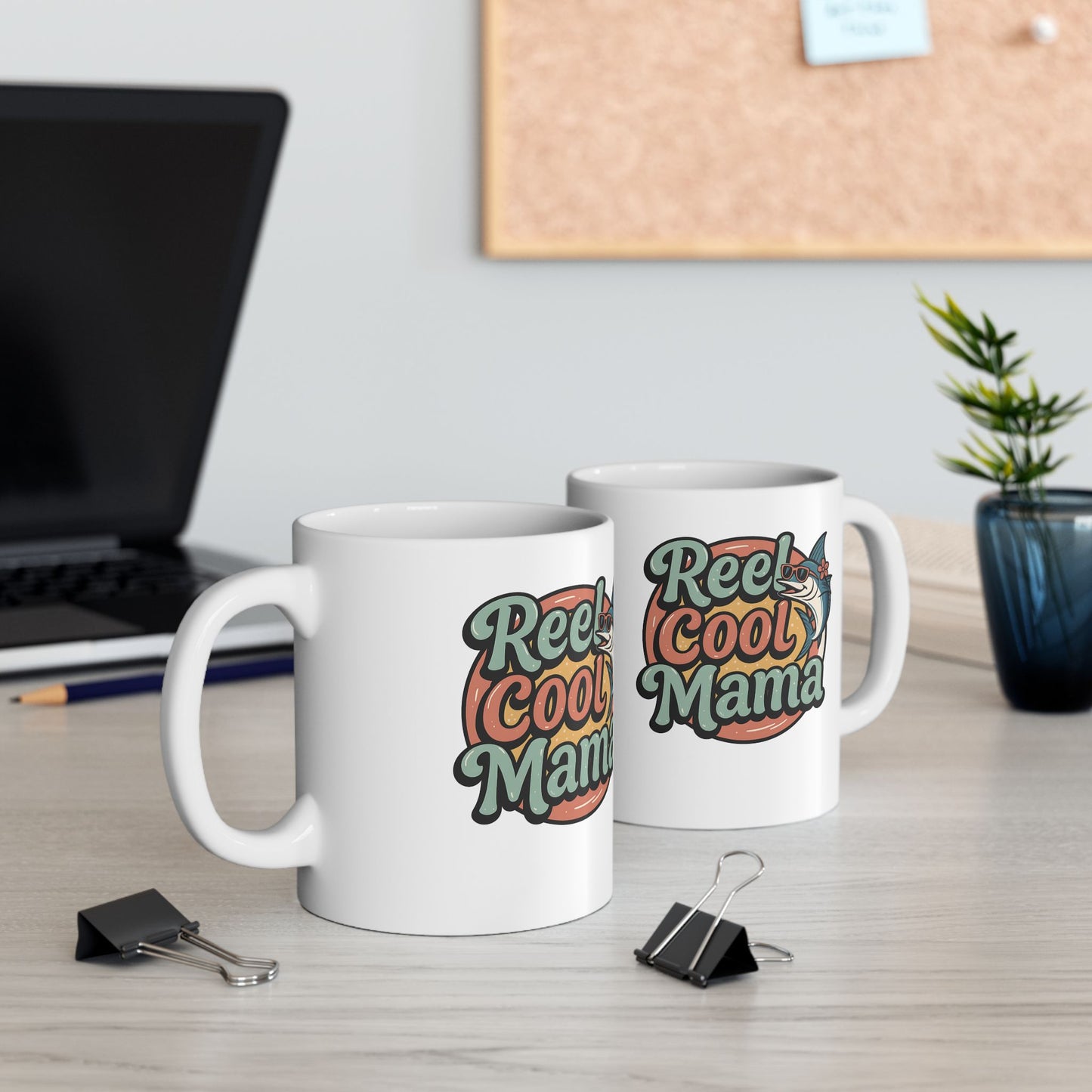 Reel Cool Mama Ceramic Mug – Fun Fishing Gift for Moms, 11oz & 15oz Sizes