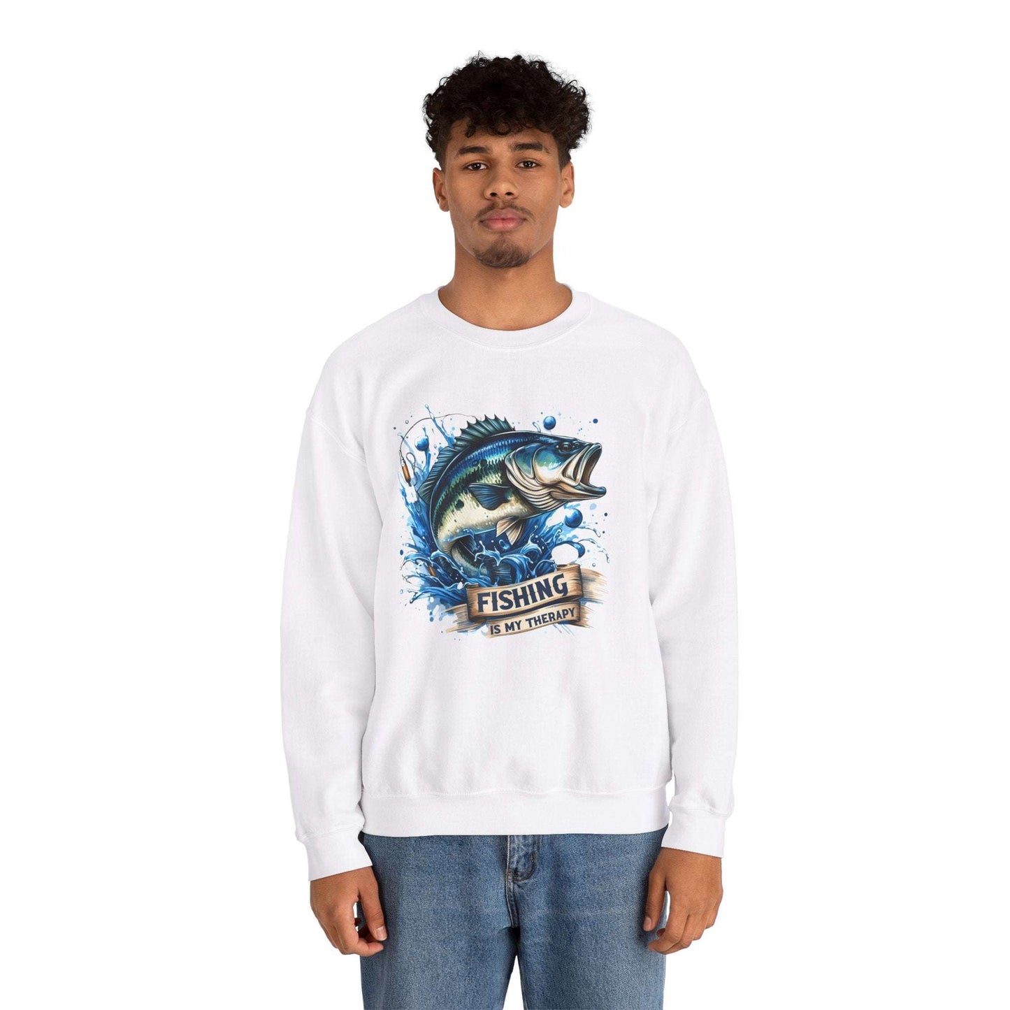 Fishing Therapy Crewneck Sweatshirt - Perfect for Anglers & Fish Lovers