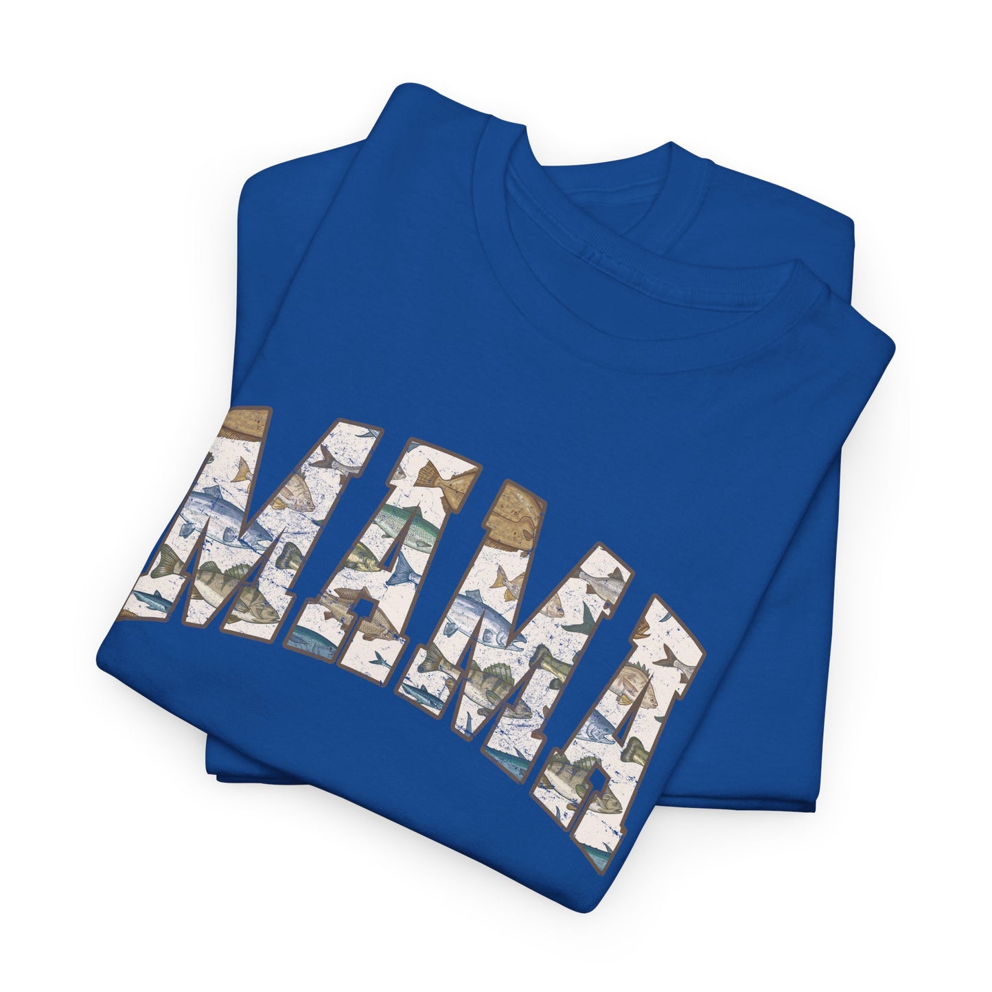MAMA Fishing Distressed Design - Cool Unisex Heavy Cotton Tee with Casual Comfort for Every Occasion