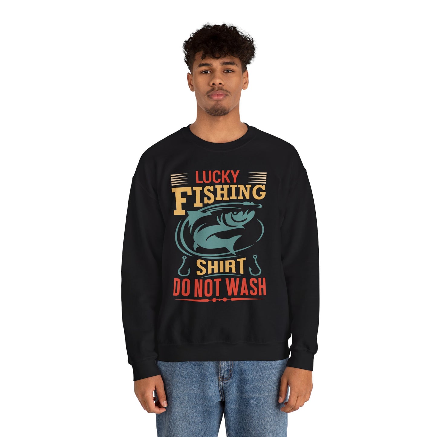 Lucky Fishing Crewneck Sweatshirt - Perfect Gift for Anglers