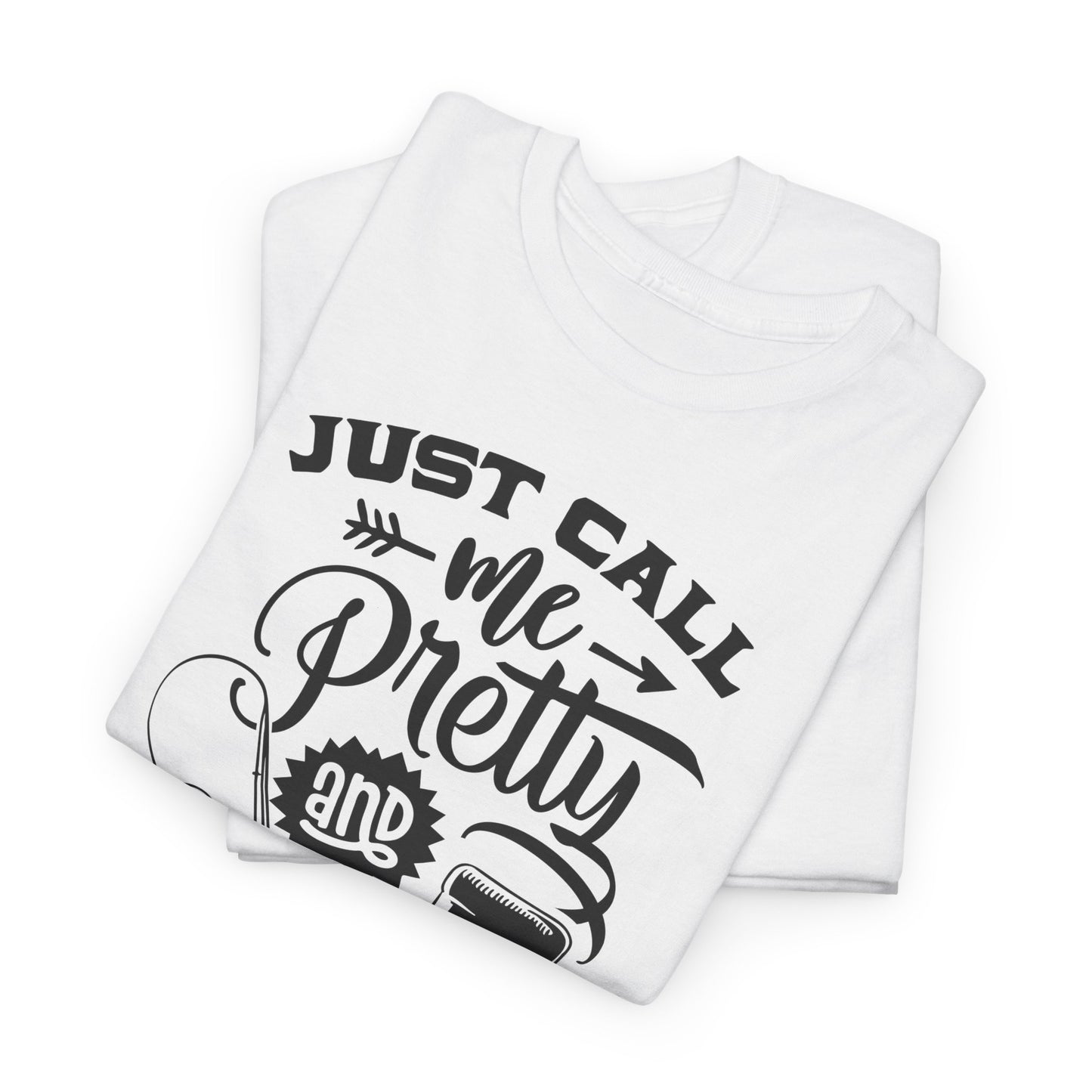 Just Call Me Pretty Fishing Tee - Unisex Heavy Cotton Shirt for Outdoor Enthusiasts