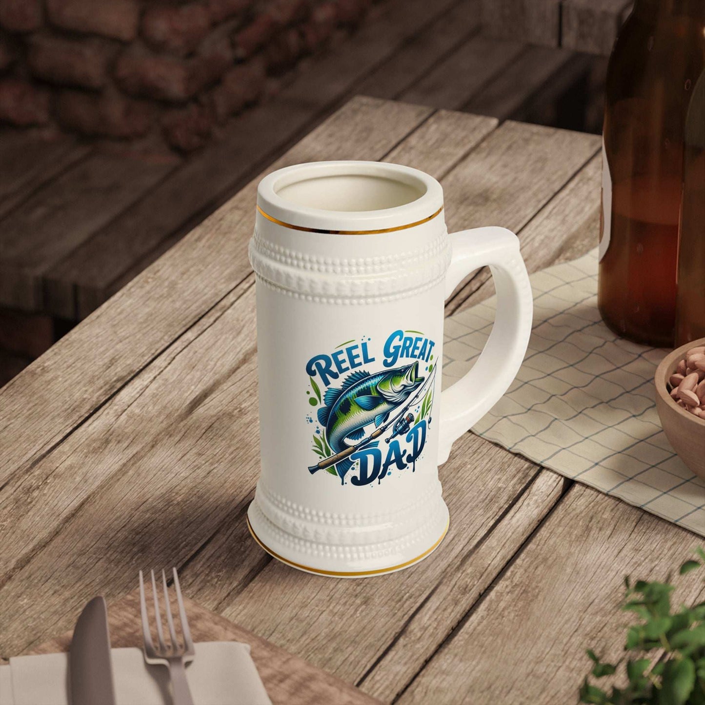 Fishing Dad Beer Stein Mug - Perfect Gift for Father's Day, Fishermen, and Beer Lovers