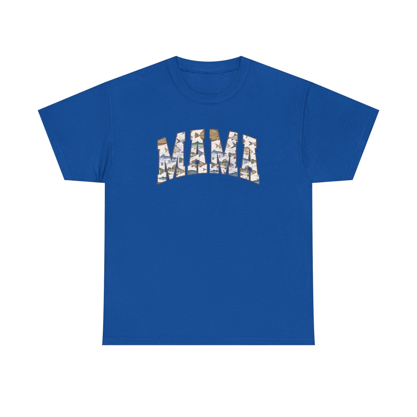 MAMA Fishing Distressed Design - Cool Unisex Heavy Cotton Tee with Casual Comfort for Every Occasion