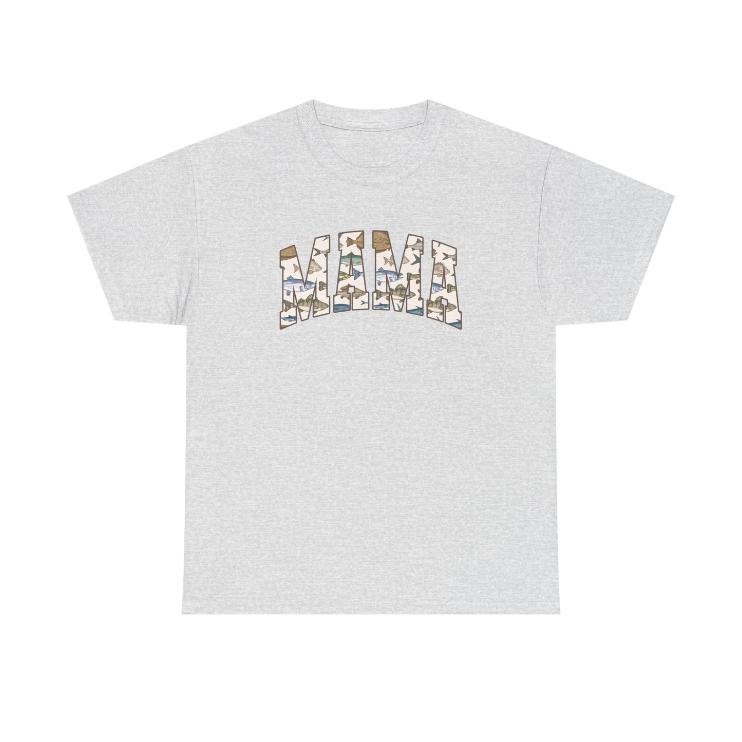 MAMA Fishing Design - Perfect for Everyday Wear & Gifts - Casual Unisex Heavy Cotton Tee with Camo