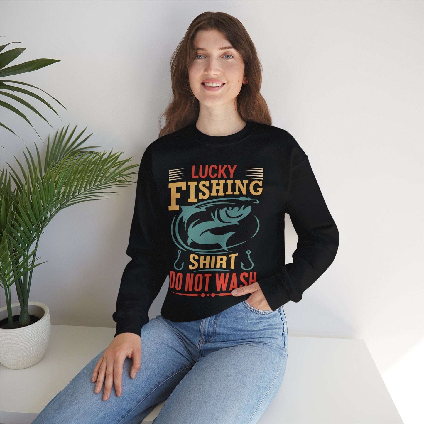 Lucky Fishing Crewneck Sweatshirt - Perfect Gift for Anglers