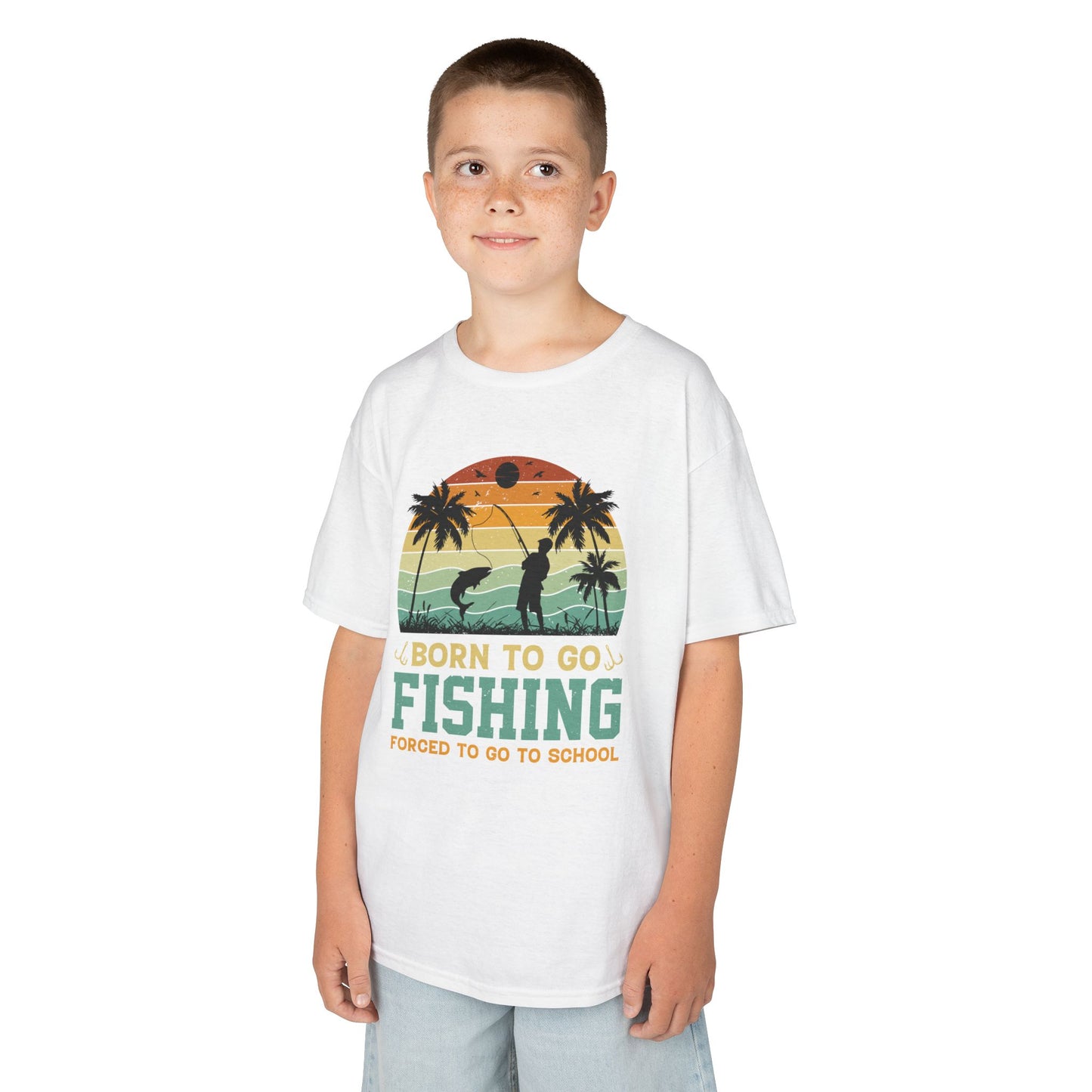 Kids Fishing Tee - Born to Go Fishing Forced to Go to School
