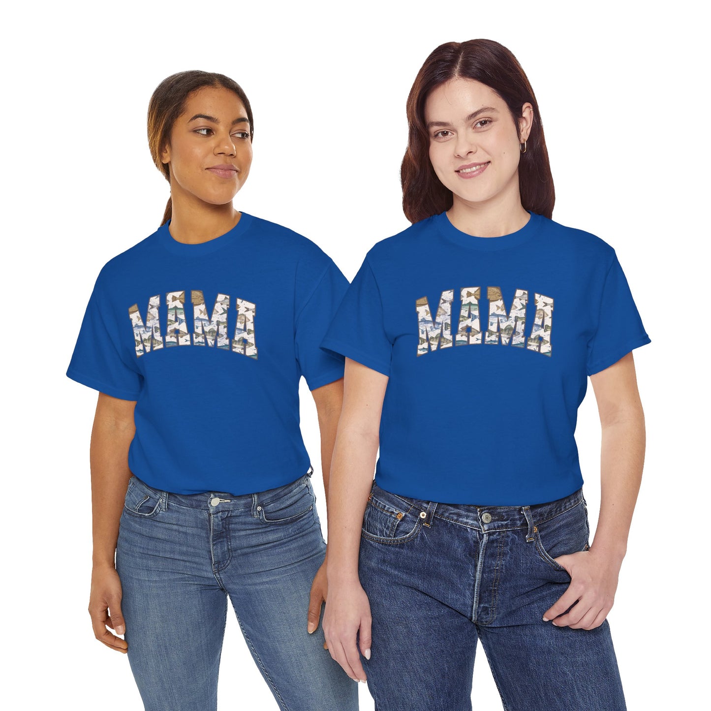 MAMA Fishing Distressed Design - Cool Unisex Heavy Cotton Tee with Casual Comfort for Every Occasion