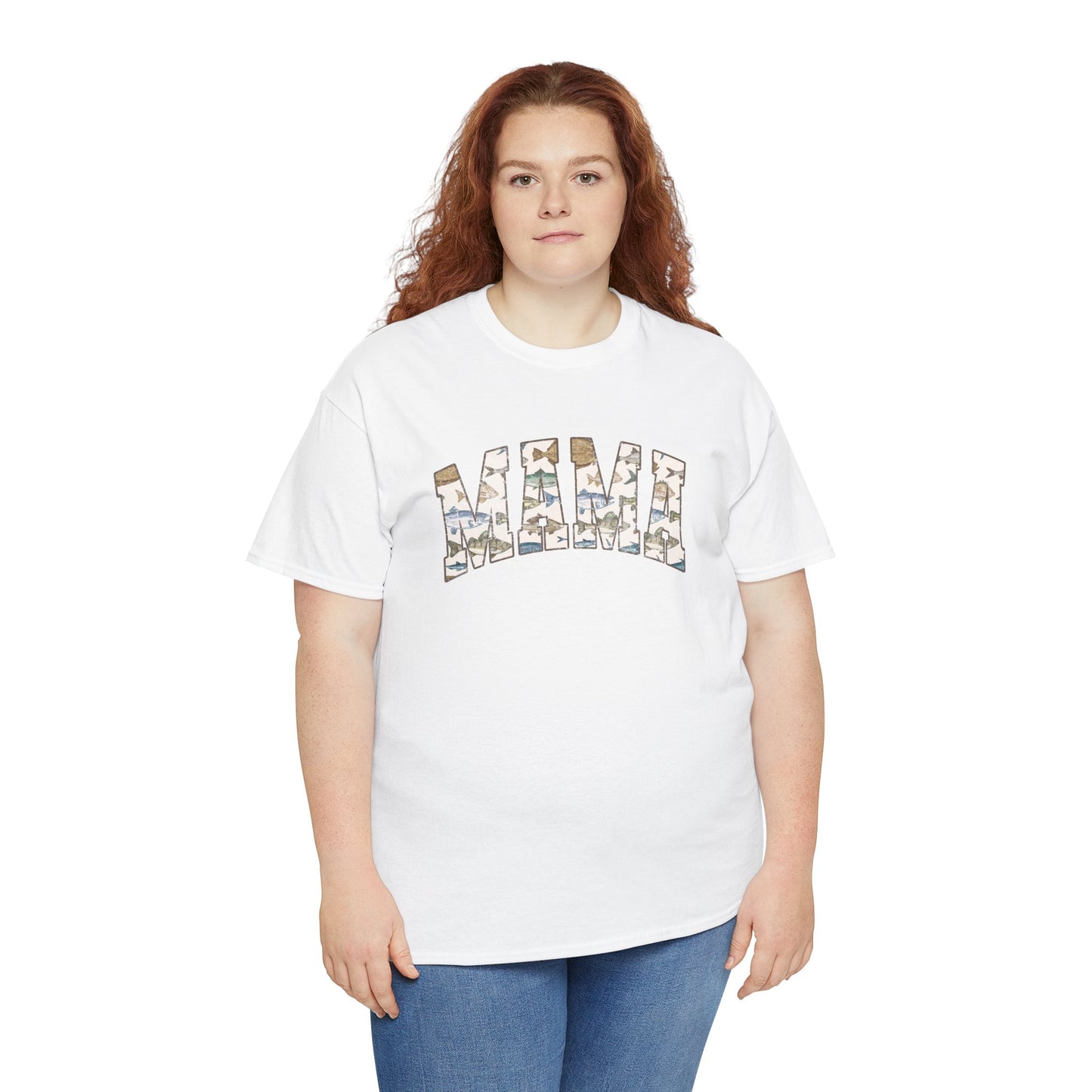 MAMA Fishing Distressed Design - Cool Unisex Heavy Cotton Tee with Casual Comfort for Every Occasion