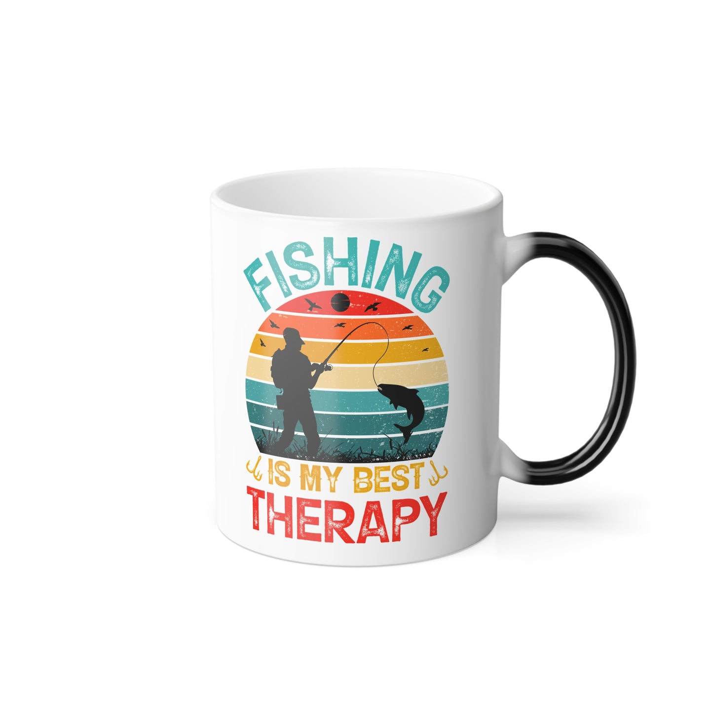 Fishing Is My Best Therapy - Color Morphing Fishing Mug - 11oz Gift for Anglers
