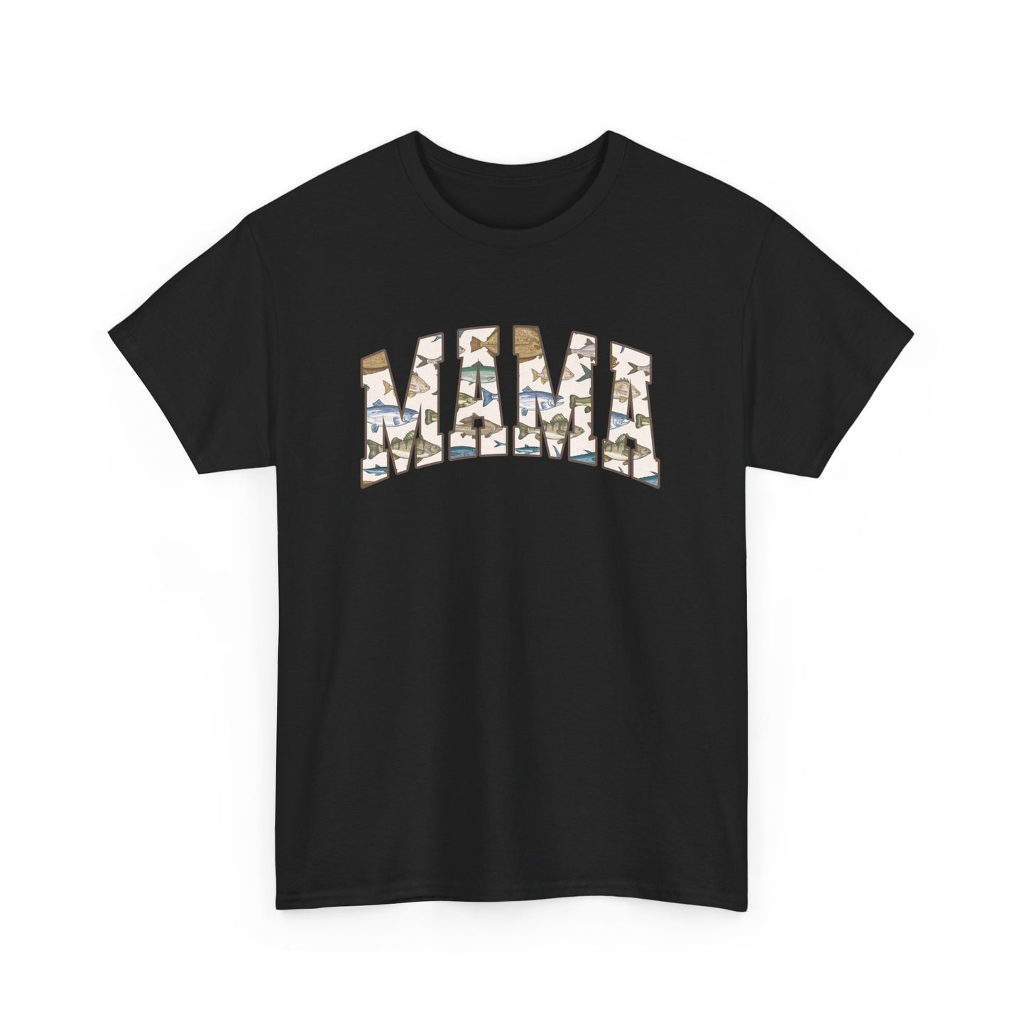 MAMA Fishing Design - Perfect for Everyday Wear & Gifts - Casual Unisex Heavy Cotton Tee with Camo