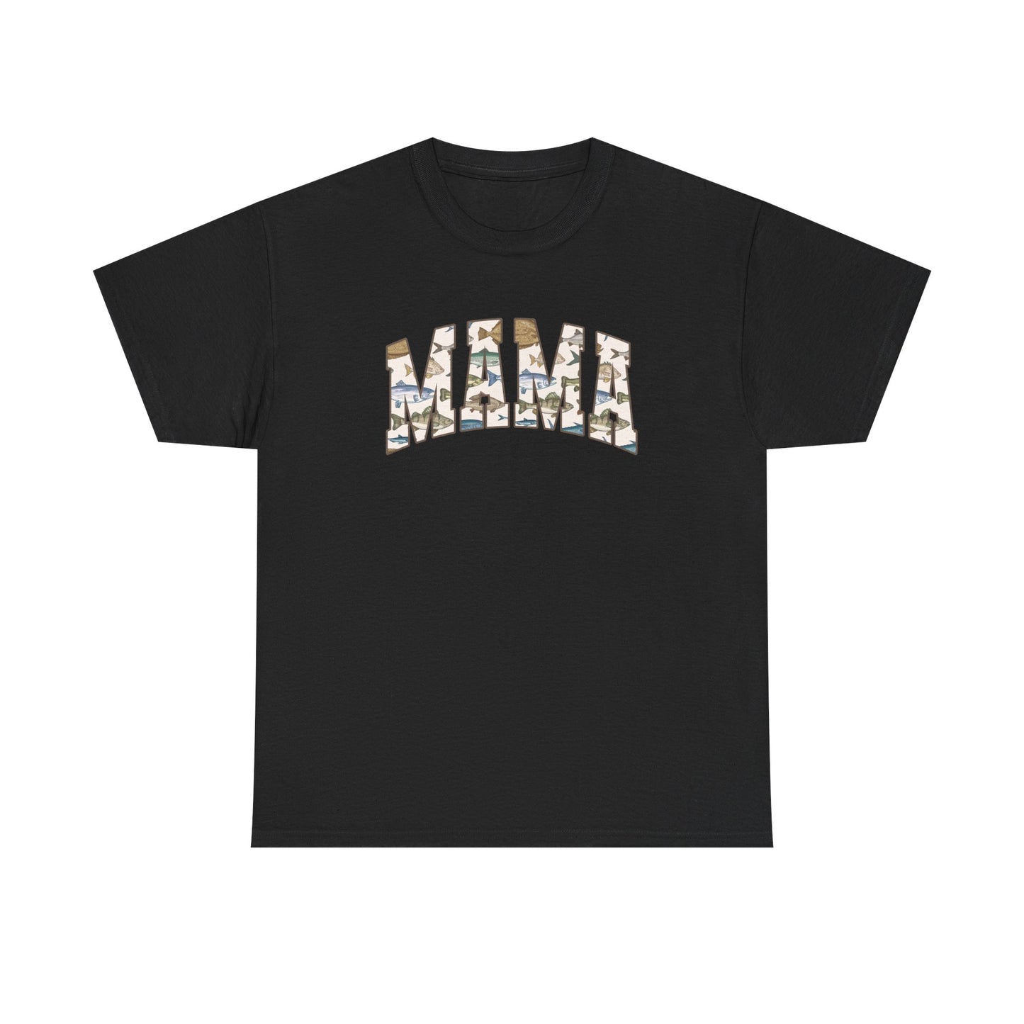 MAMA Fishing Design - Perfect for Everyday Wear & Gifts - Casual Unisex Heavy Cotton Tee with Camo