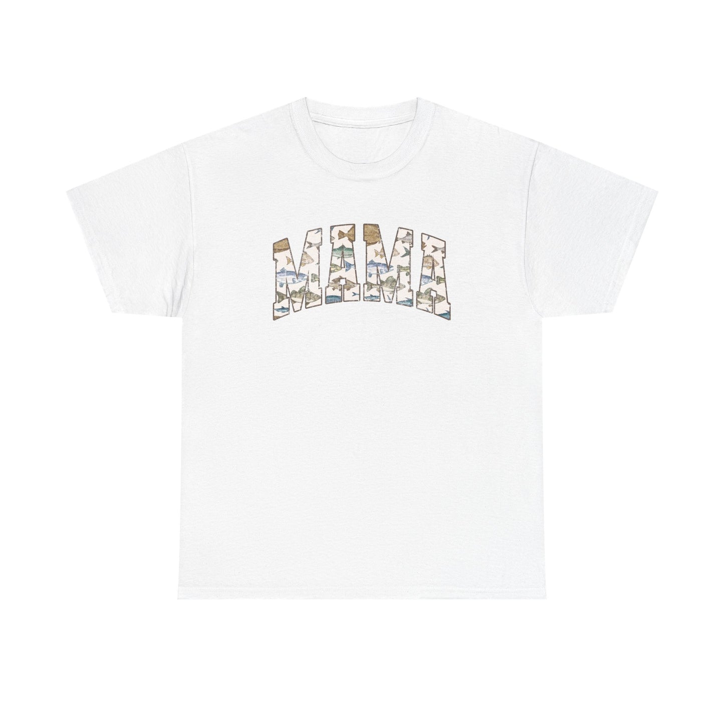 MAMA Fishing Distressed Design - Cool Unisex Heavy Cotton Tee with Casual Comfort for Every Occasion