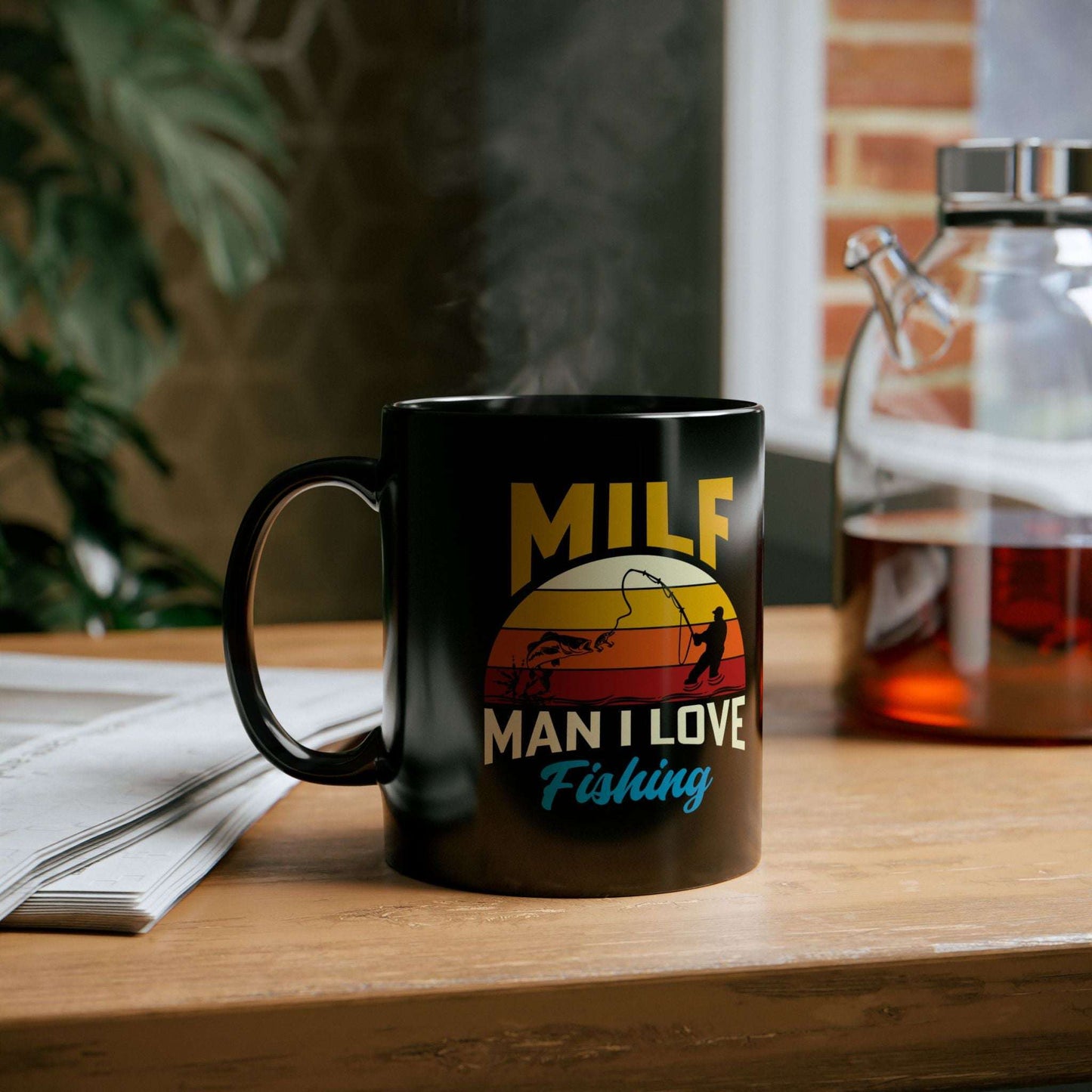 Funny Fishing Black Mug - MILF: Man I Love Fishing - Perfect Gift for Anglers