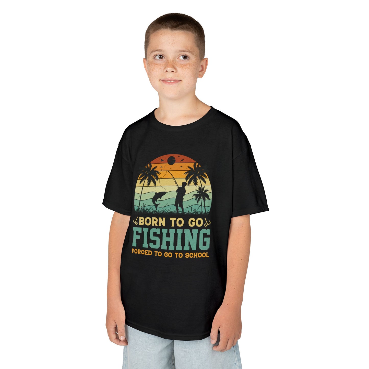 Kids Fishing Tee - Born to Go Fishing Forced to Go to School