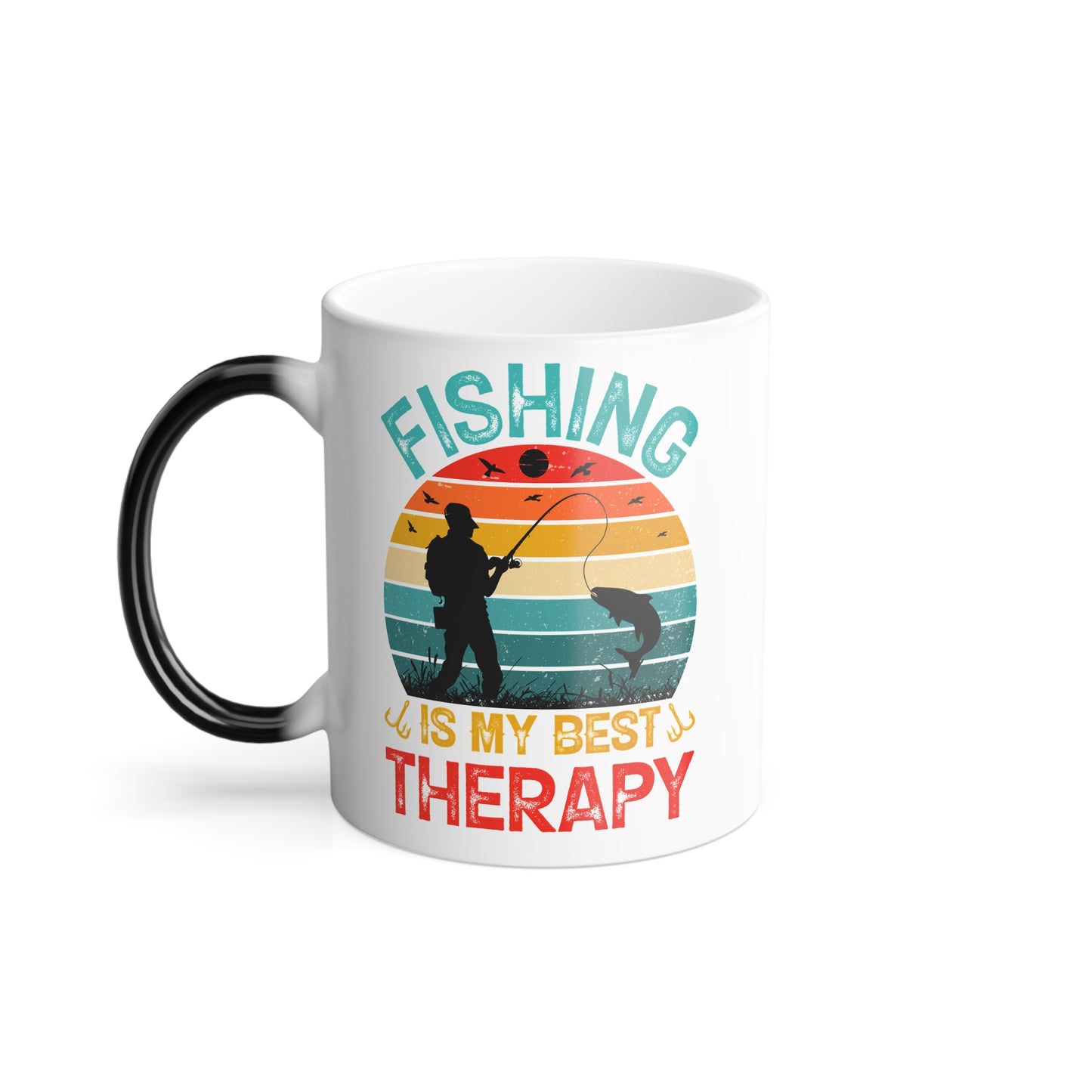 Fishing Is My Best Therapy - Color Morphing Fishing Mug - 11oz Gift for Anglers