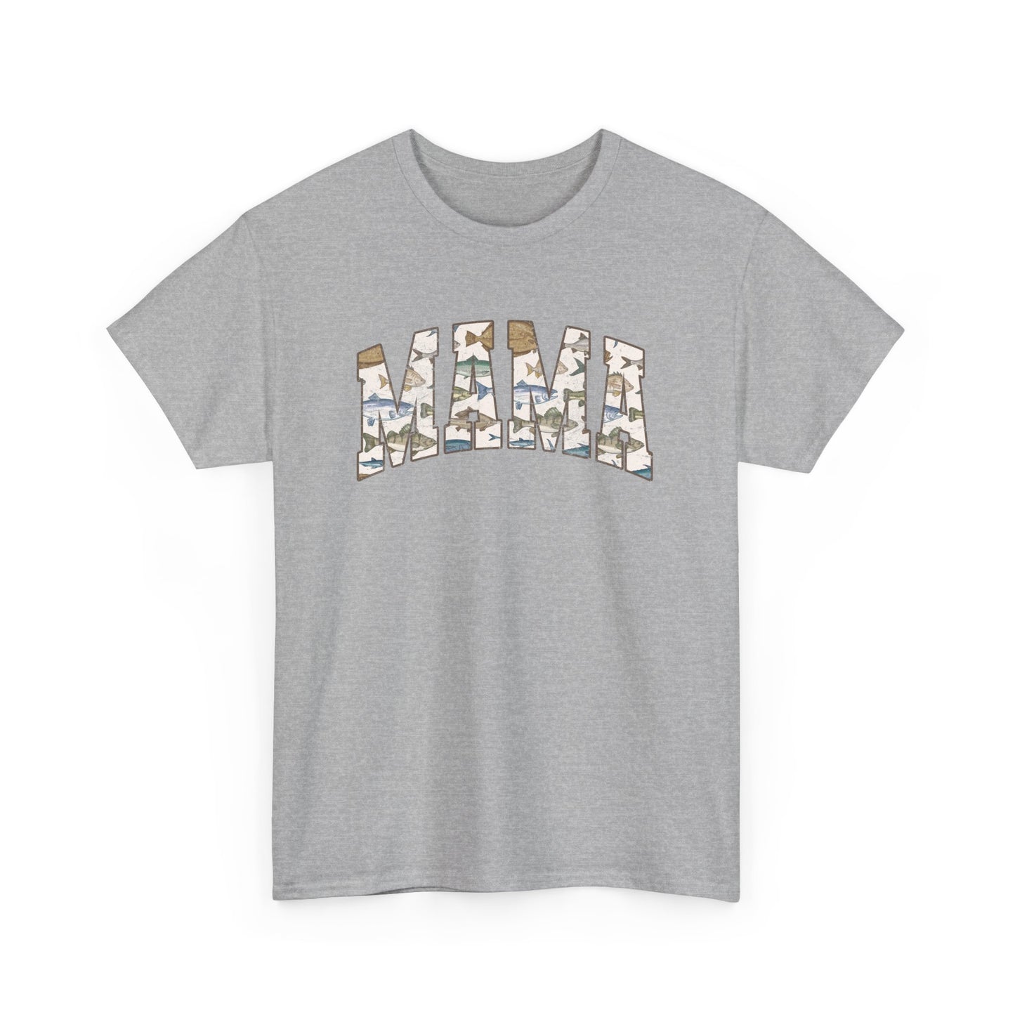 MAMA Fishing Distressed Design - Cool Unisex Heavy Cotton Tee with Casual Comfort for Every Occasion