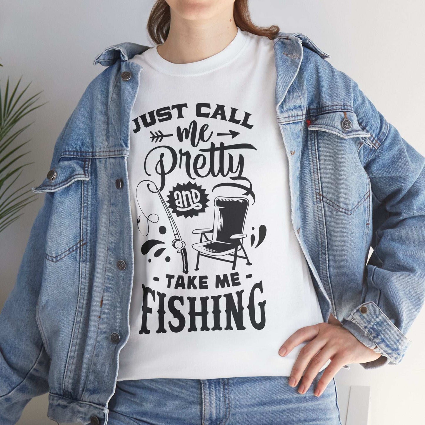 Just Call Me Pretty Fishing Tee - Unisex Heavy Cotton Shirt for Outdoor Enthusiasts