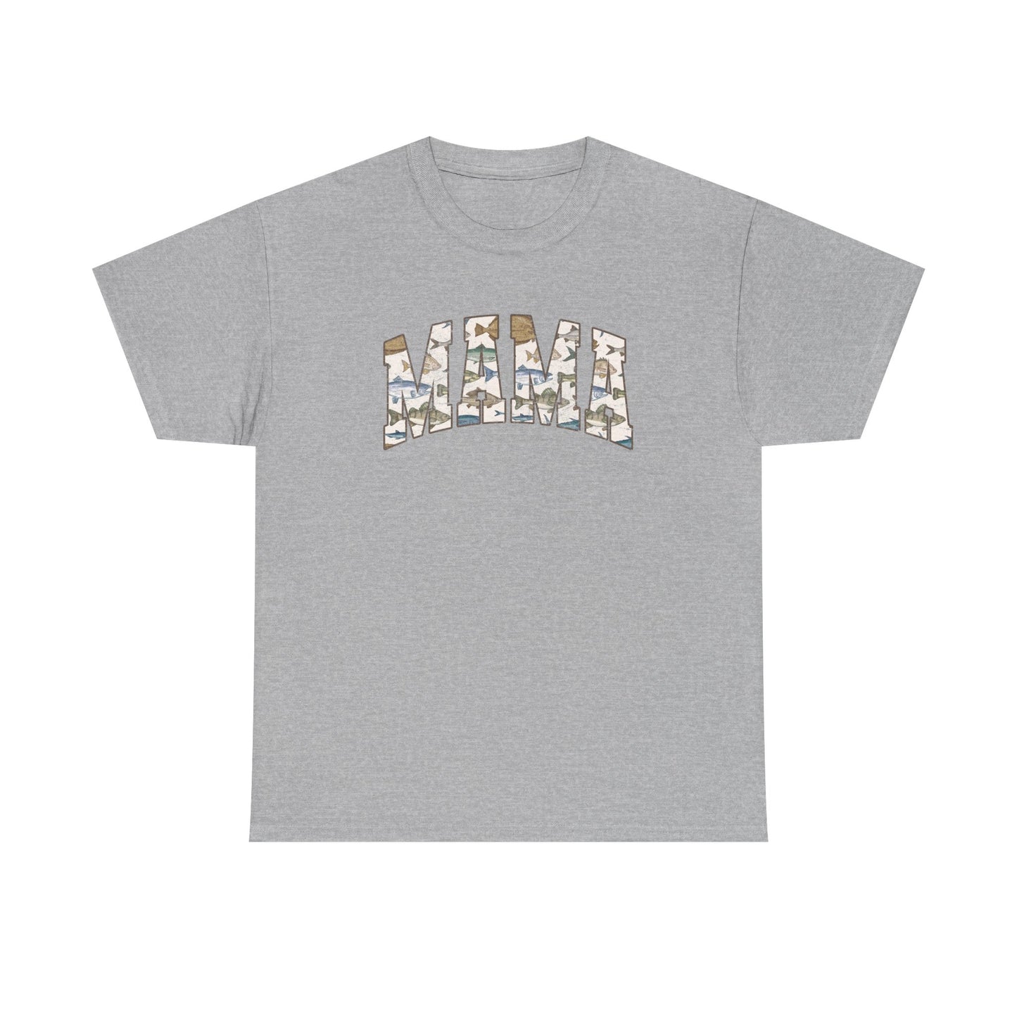 MAMA Fishing Distressed Design - Cool Unisex Heavy Cotton Tee with Casual Comfort for Every Occasion