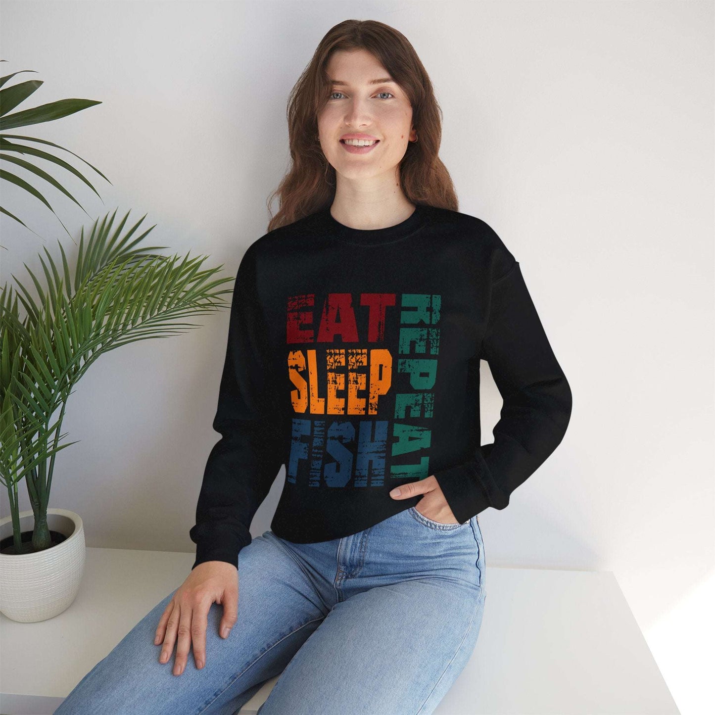 Unisex Heavy Blend™ Crewneck Sweatshirt - Eat Sleep Repeat Fish