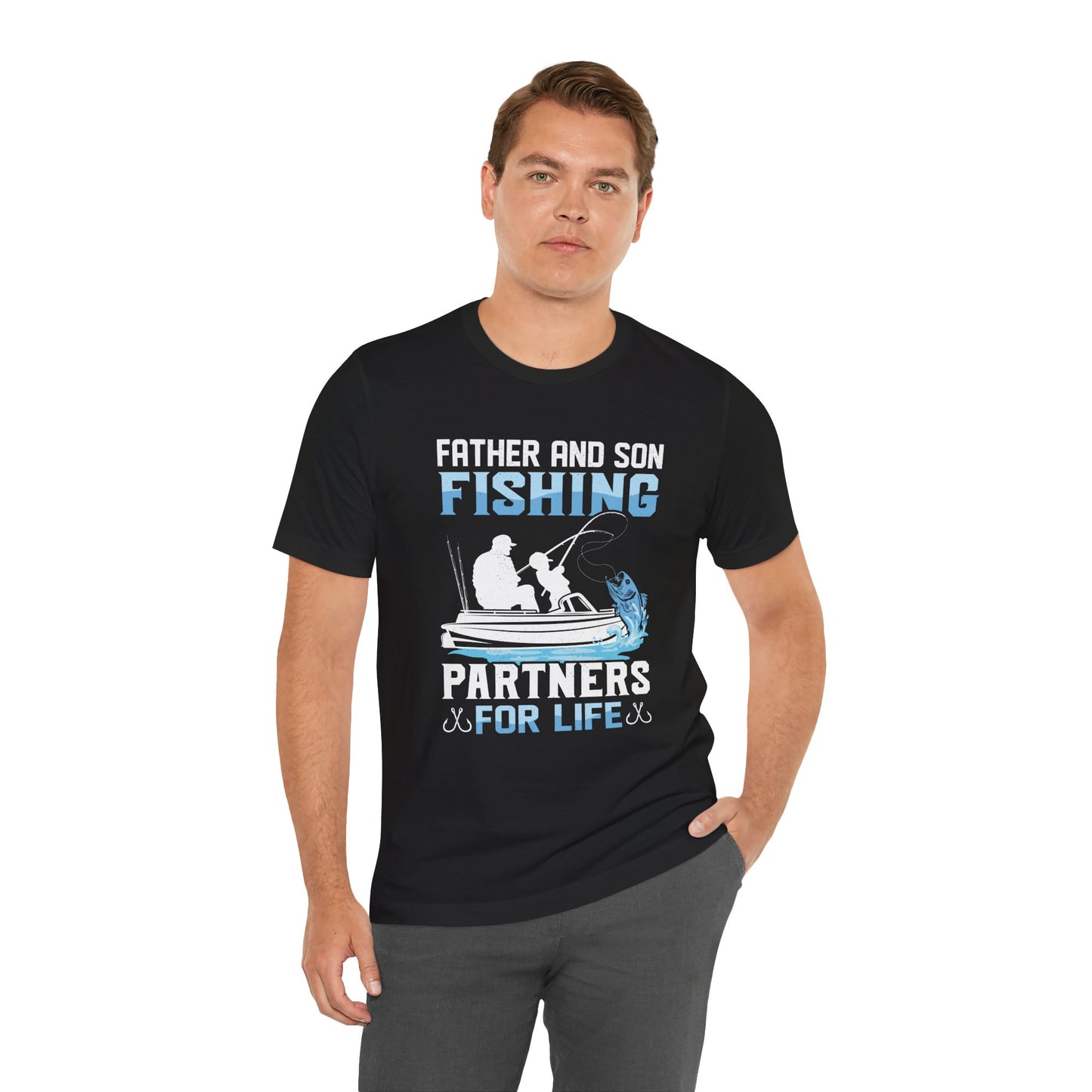Father and Son Fishing Partners Short Sleeve Tee - Unisex Jersey T-Shirt