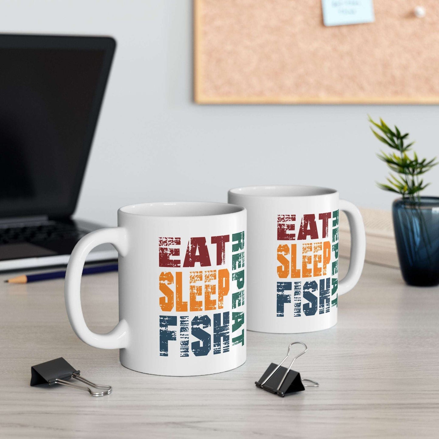Coffee Lover's Ceramic Mug - "Eat, Sleep, Repeat" - Perfect for Home and Office