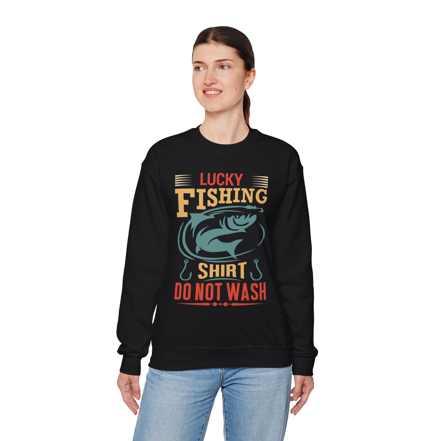 Lucky Fishing Crewneck Sweatshirt - Perfect Gift for Anglers