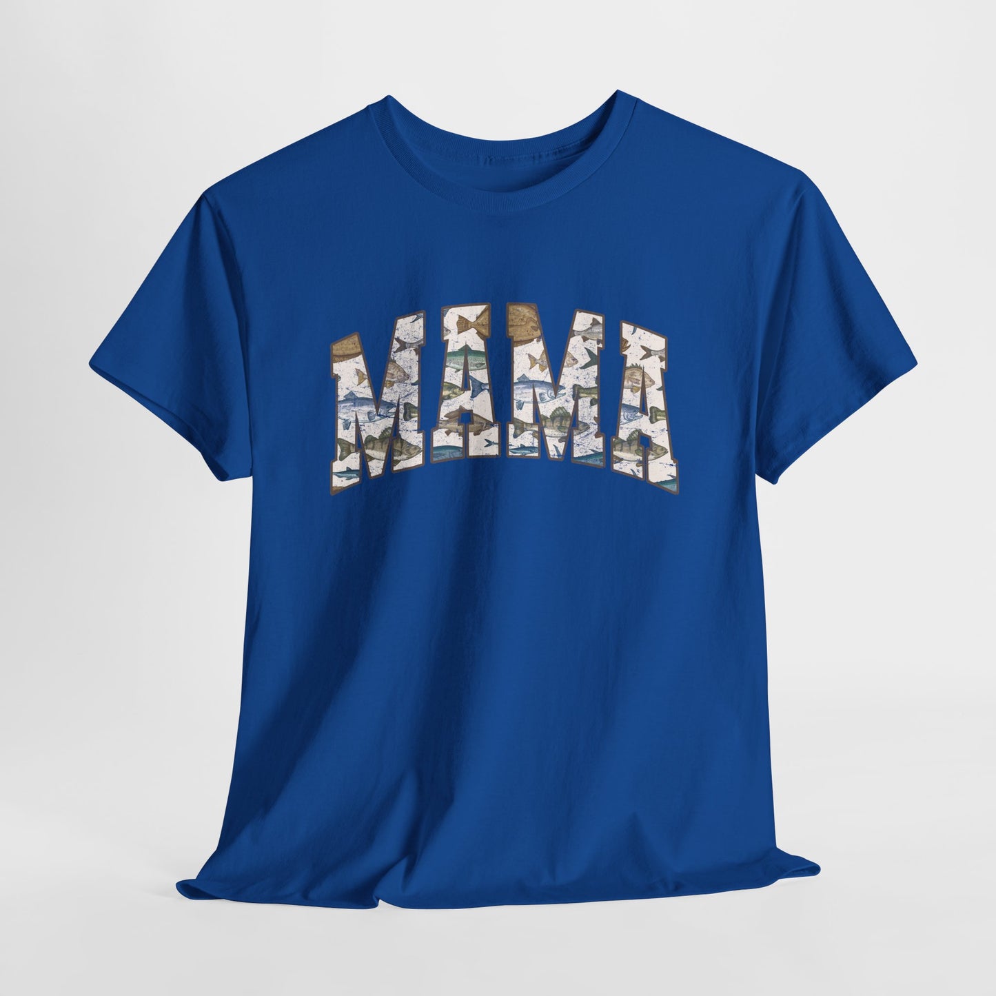 MAMA Fishing Distressed Design - Cool Unisex Heavy Cotton Tee with Casual Comfort for Every Occasion