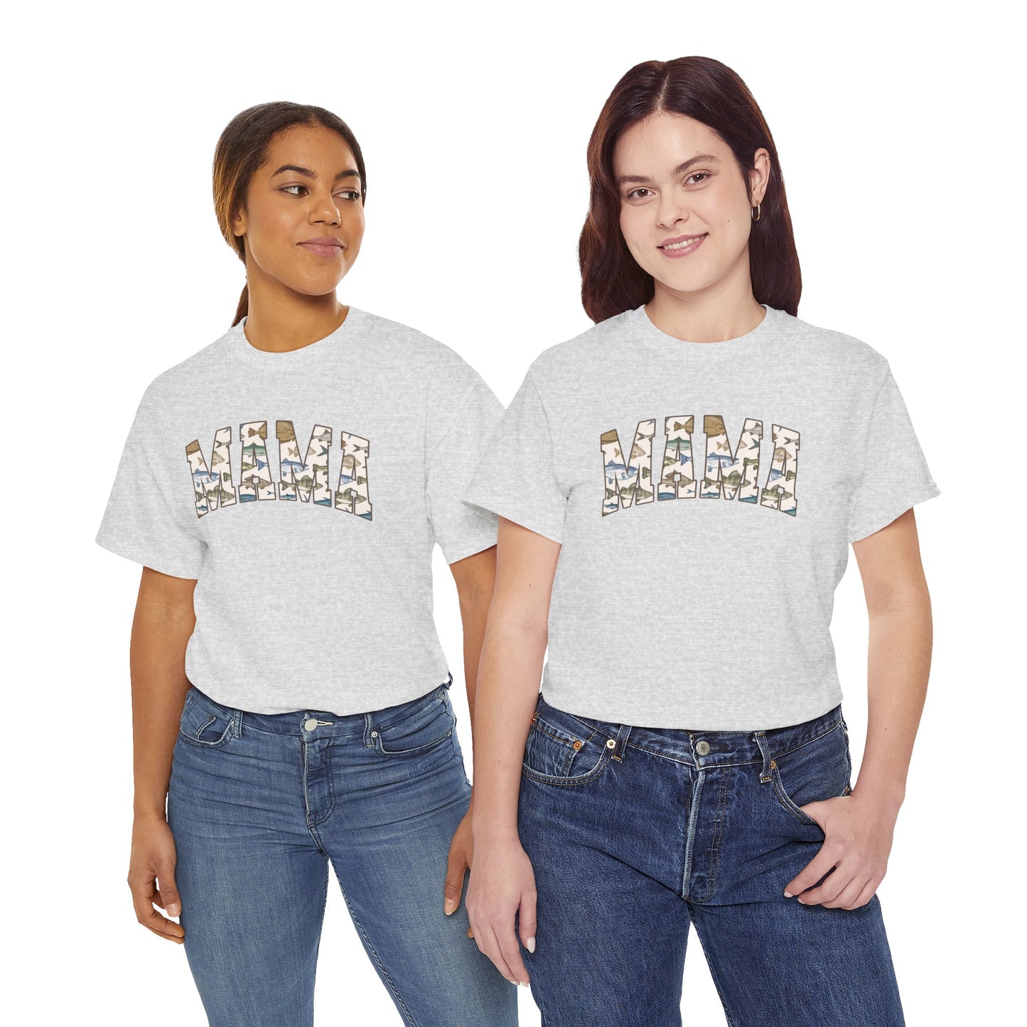 MAMA Fishing Design - Perfect for Everyday Wear & Gifts - Casual Unisex Heavy Cotton Tee with Camo