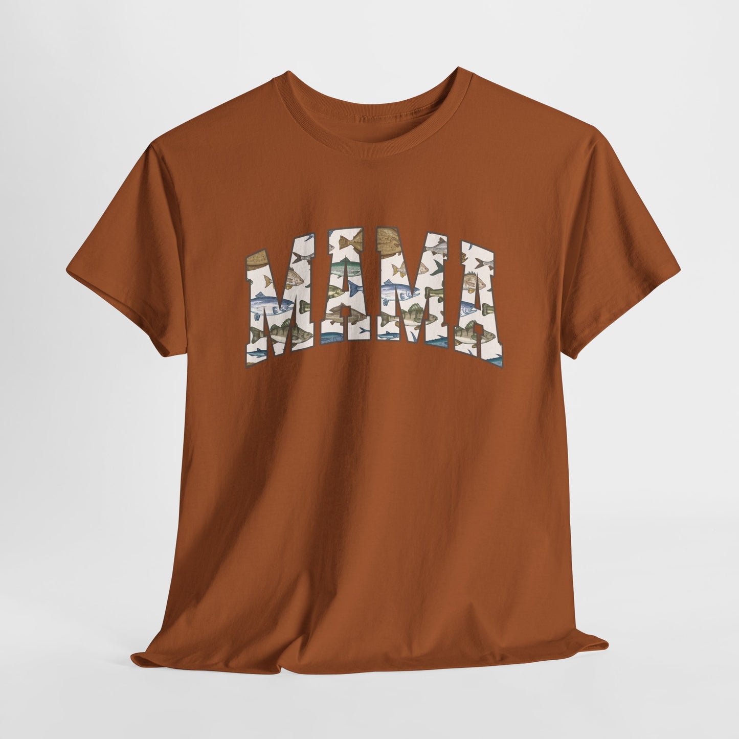 MAMA Fishing Design - Perfect for Everyday Wear & Gifts - Casual Unisex Heavy Cotton Tee with Camo