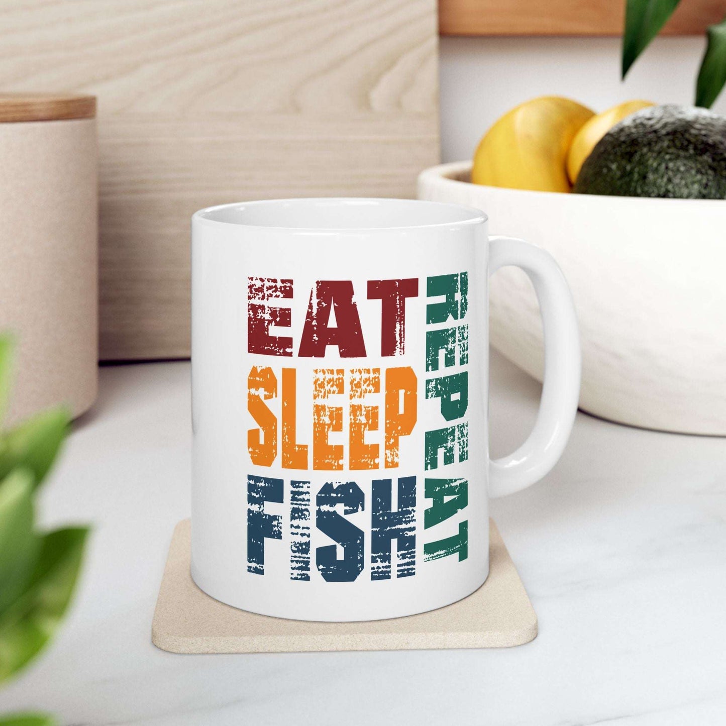 Coffee Lover's Ceramic Mug - "Eat, Sleep, Repeat" - Perfect for Home and Office