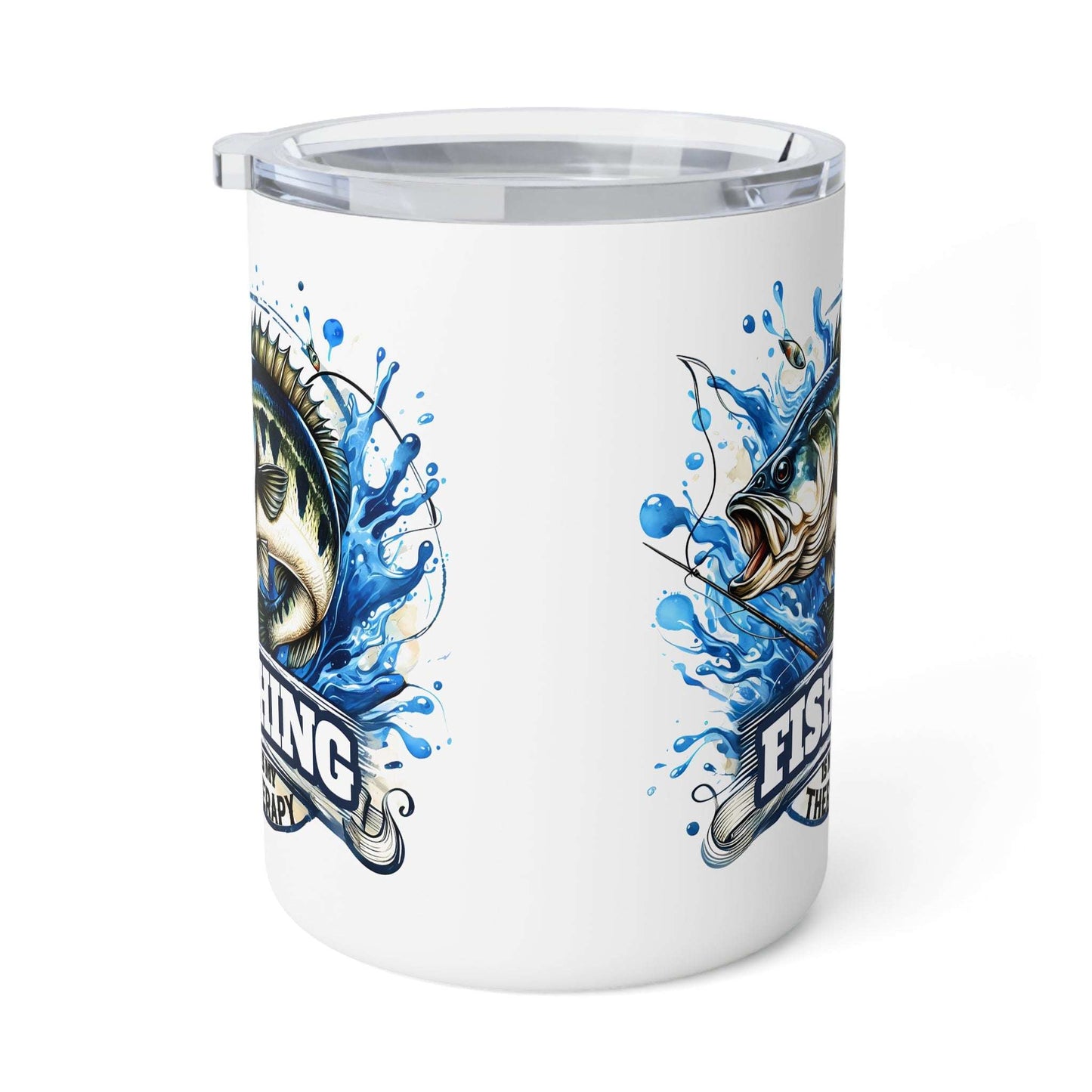 Fishing Enthusiast Insulated Coffee Mug - 10oz with Aquatic Design