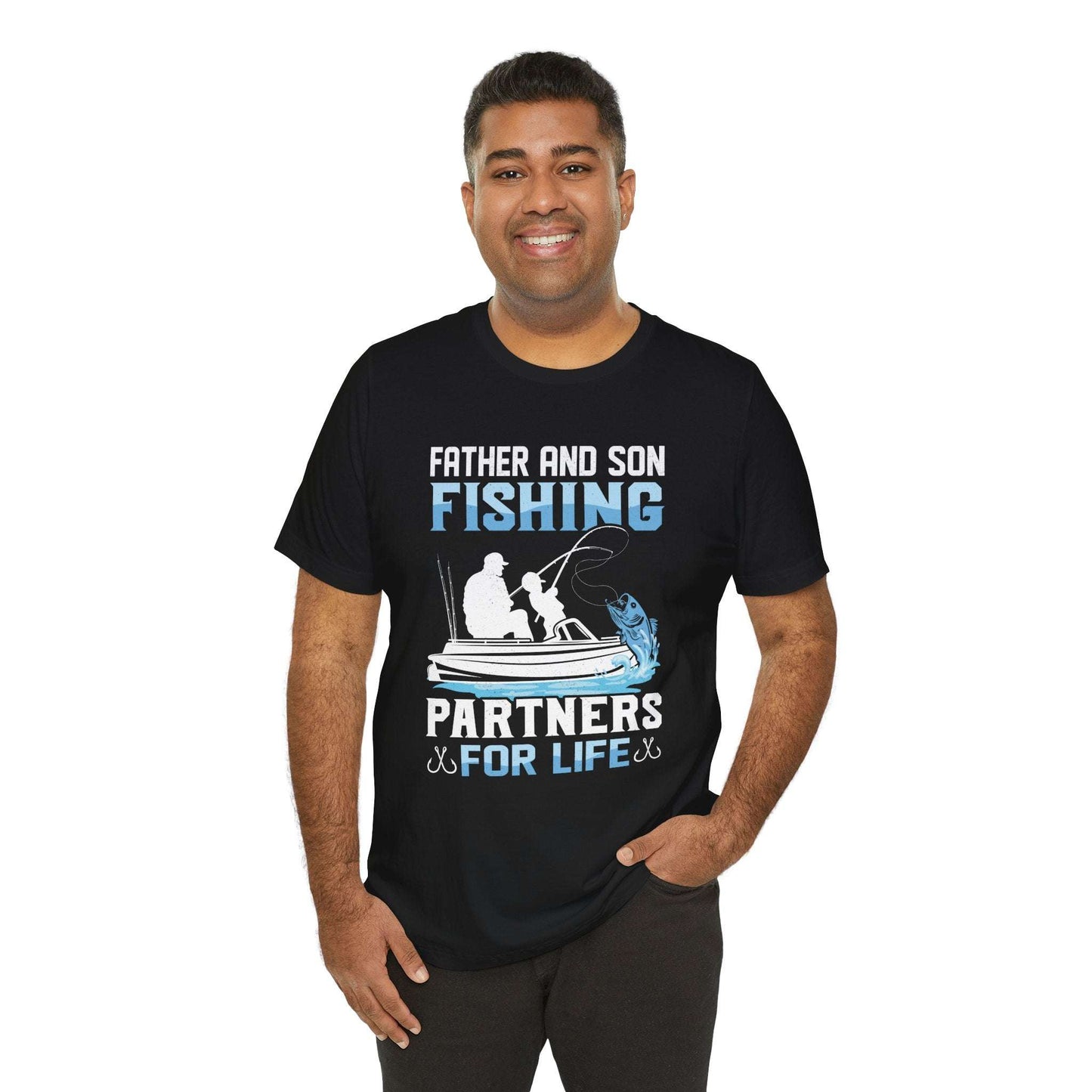 Father and Son Fishing Partners Short Sleeve Tee - Unisex Jersey T-Shirt